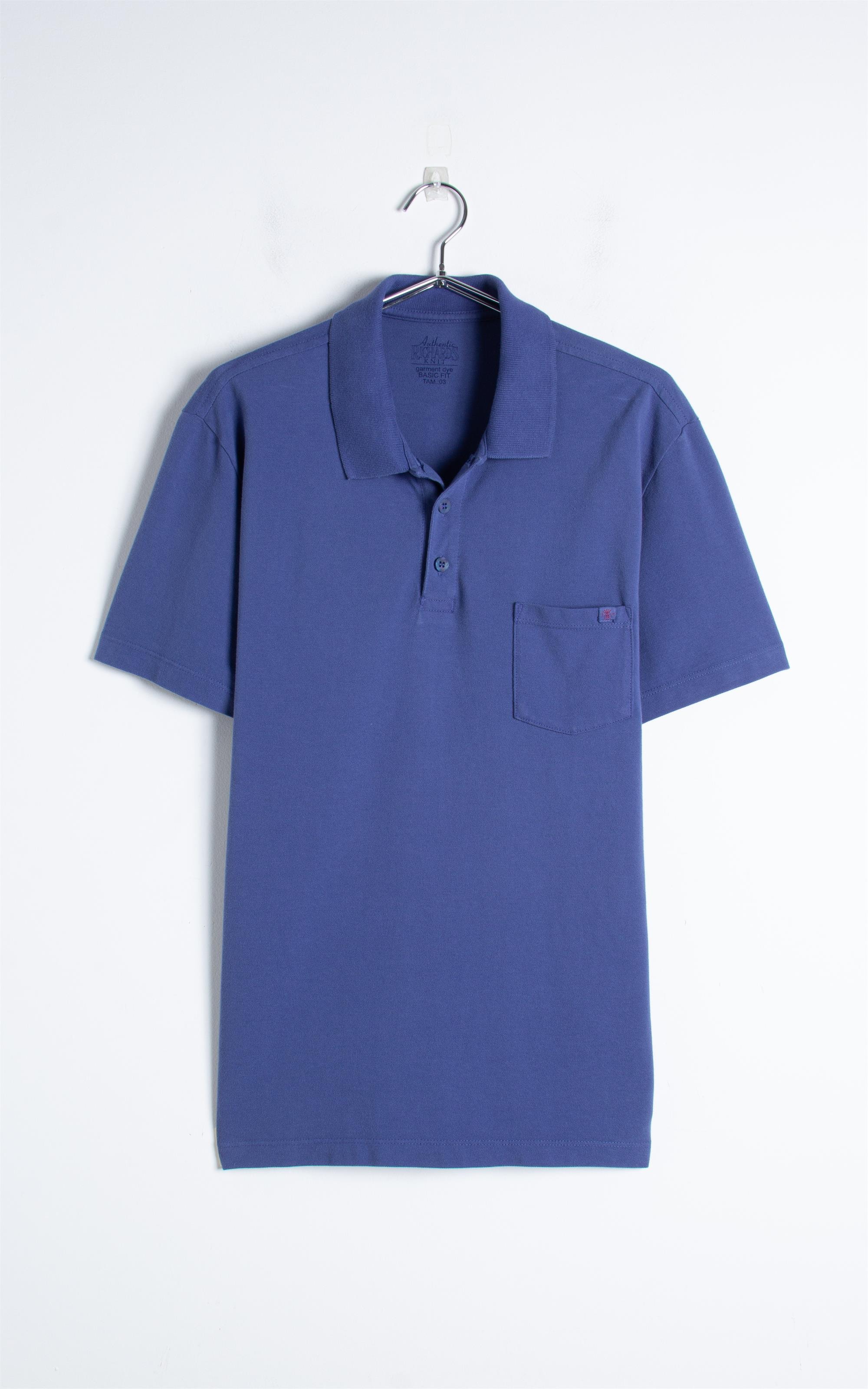 Polo Piquet Gd Com Bolso Bf Azul Jeans