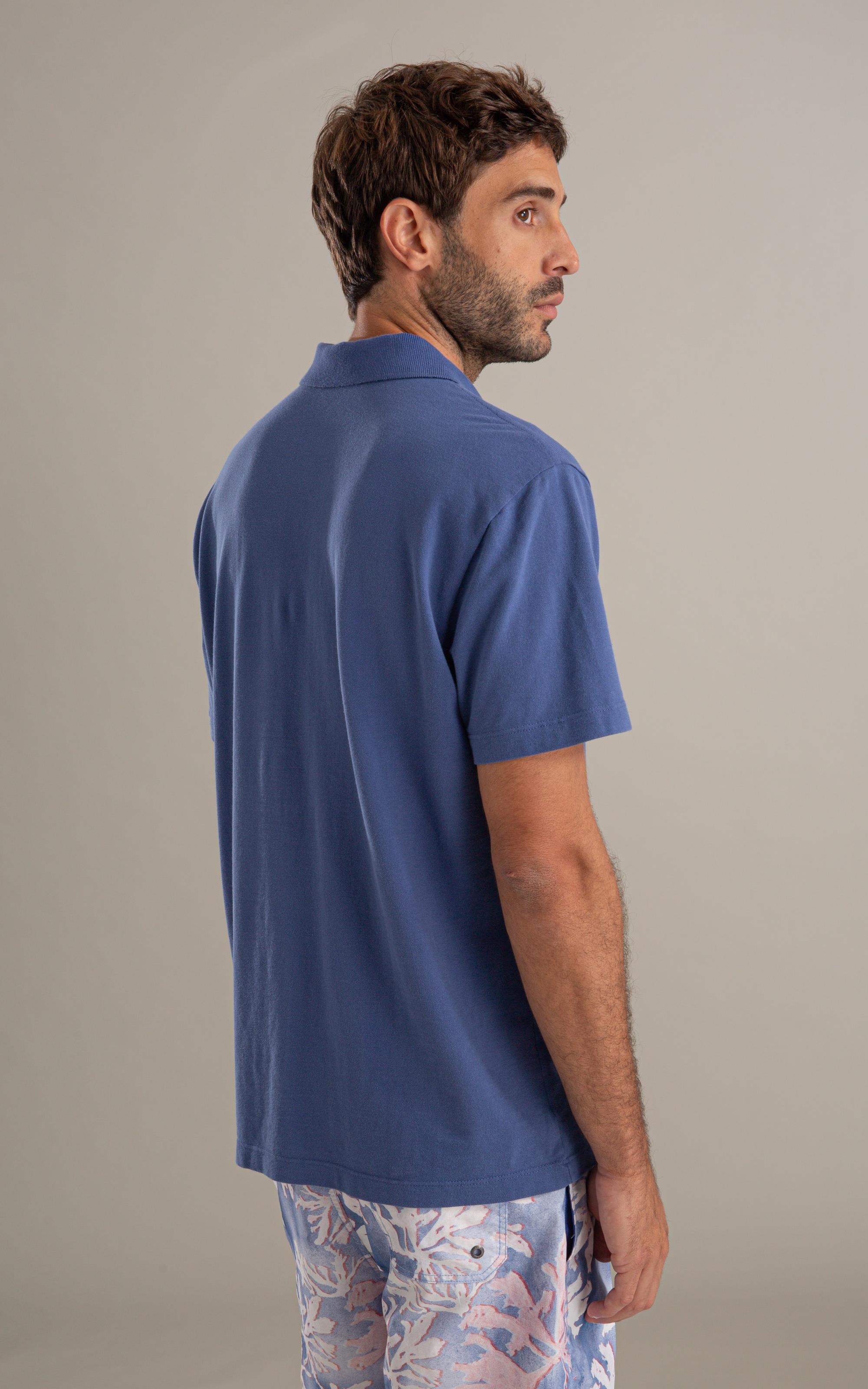 Polo Piquet Gd Com Bolso Bf Azul Jeans