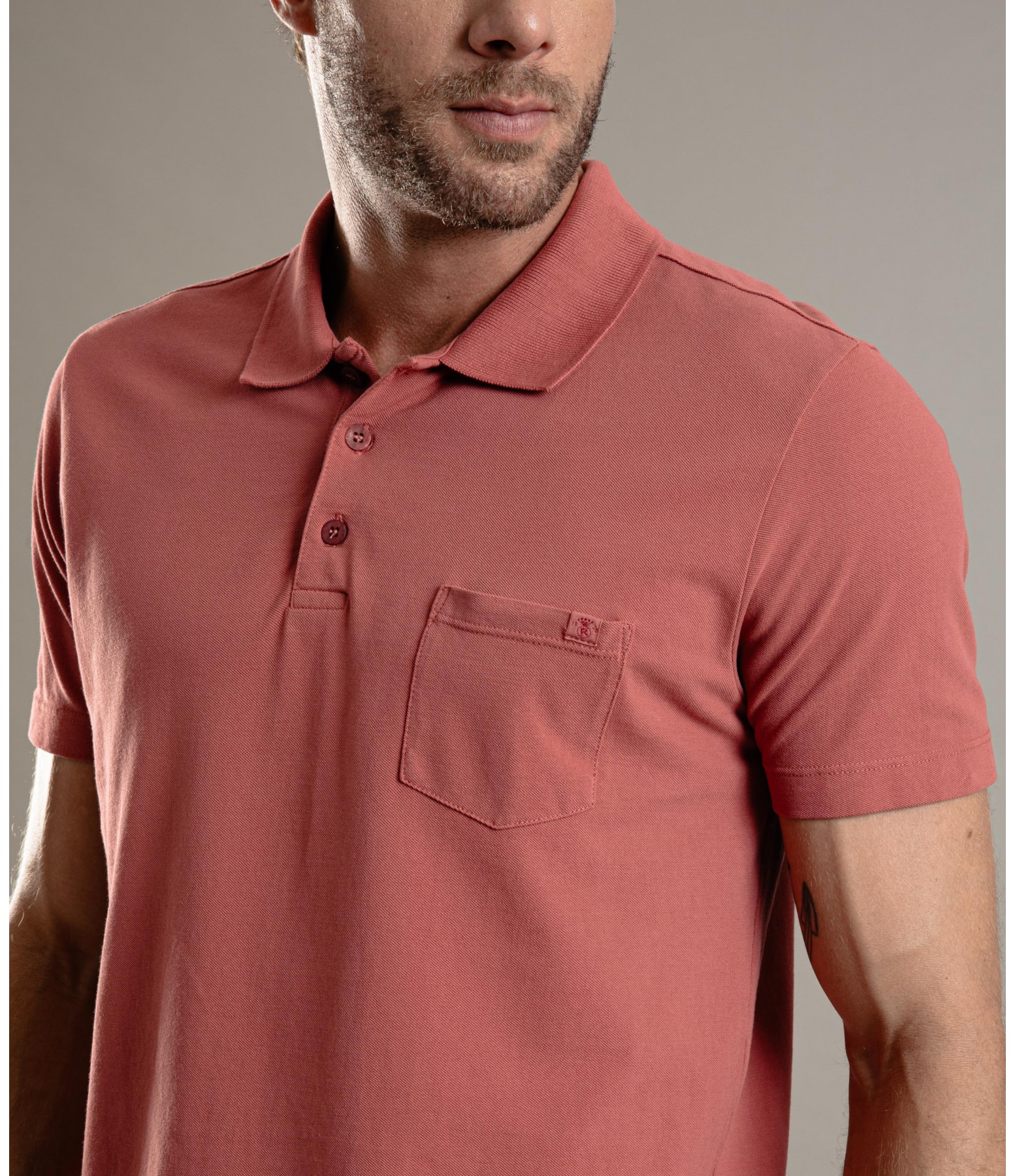 Polo Piquet Gd Com Bolso Goiaba