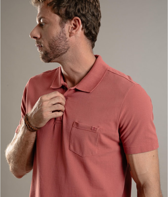 Polo Piquet Gd Com Bolso Goiaba