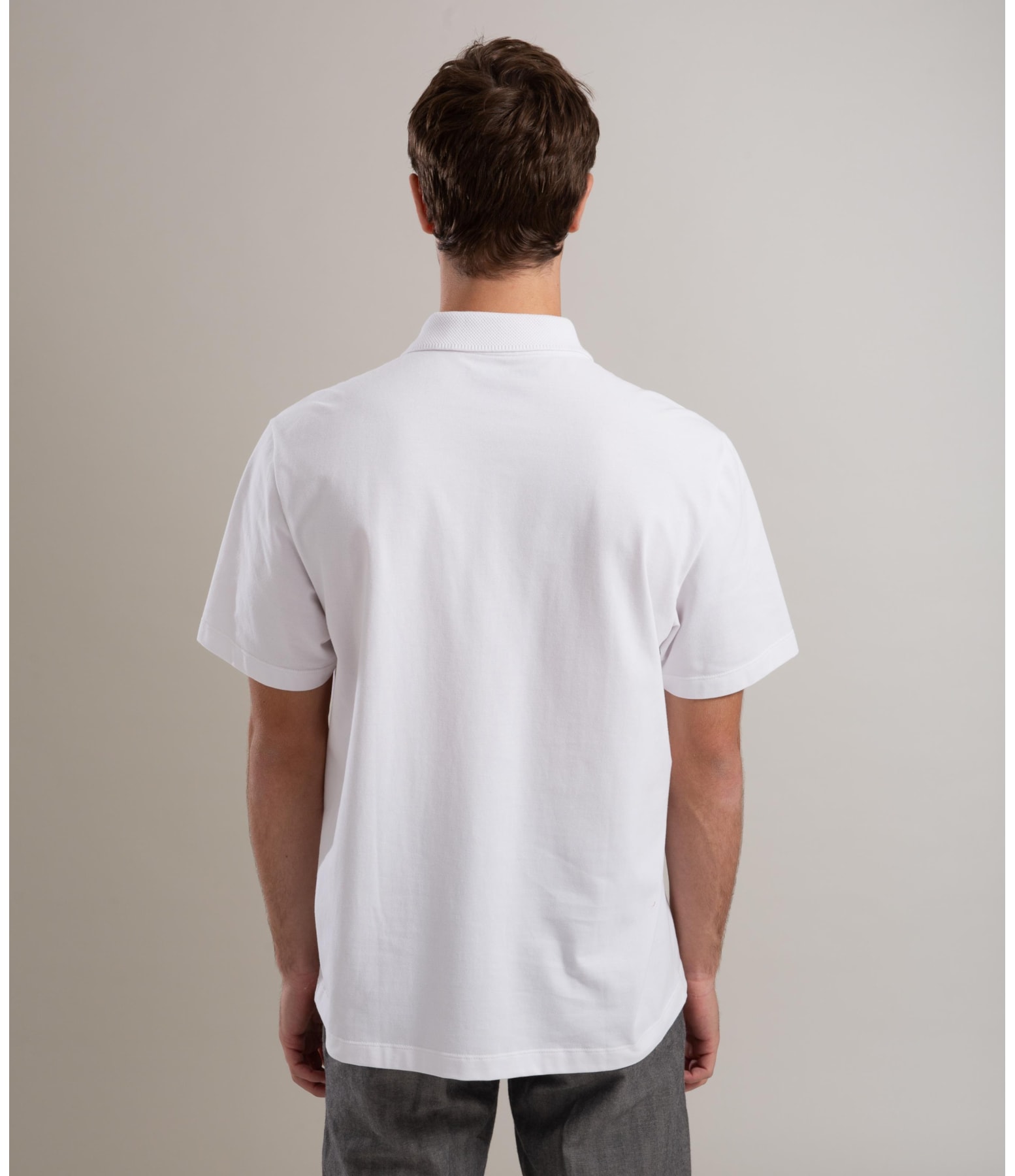 Polo Piquet Gola Jacquard Branco