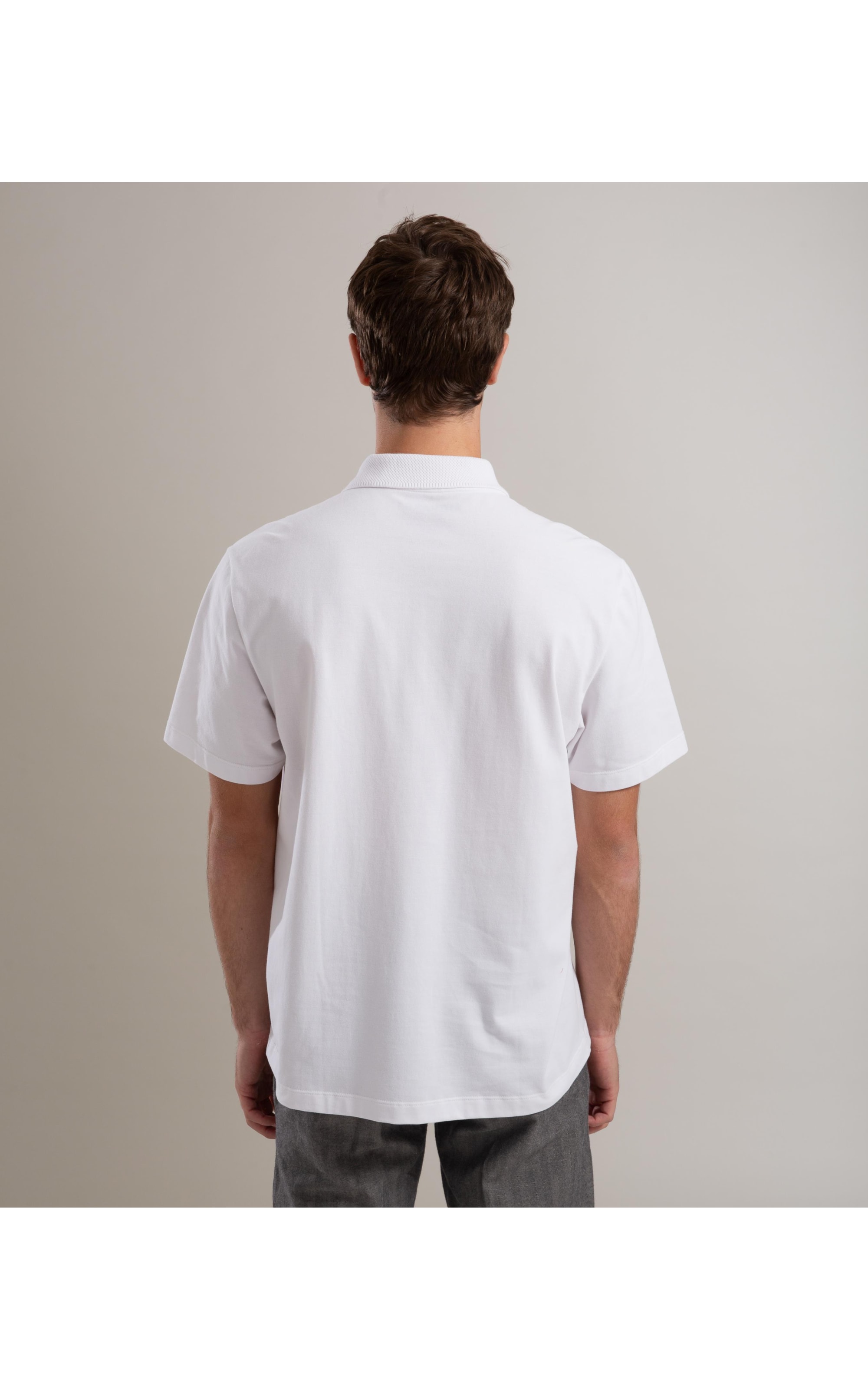 Polo Piquet Gola Jacquard Branco