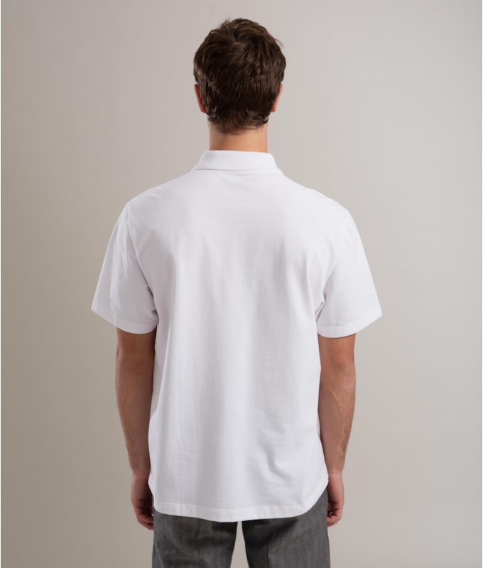 Polo Piquet Gola Jacquard Branco