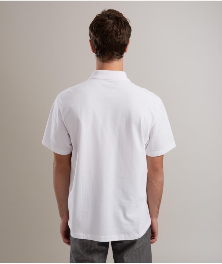 Polo Piquet Gola Jacquard Branco