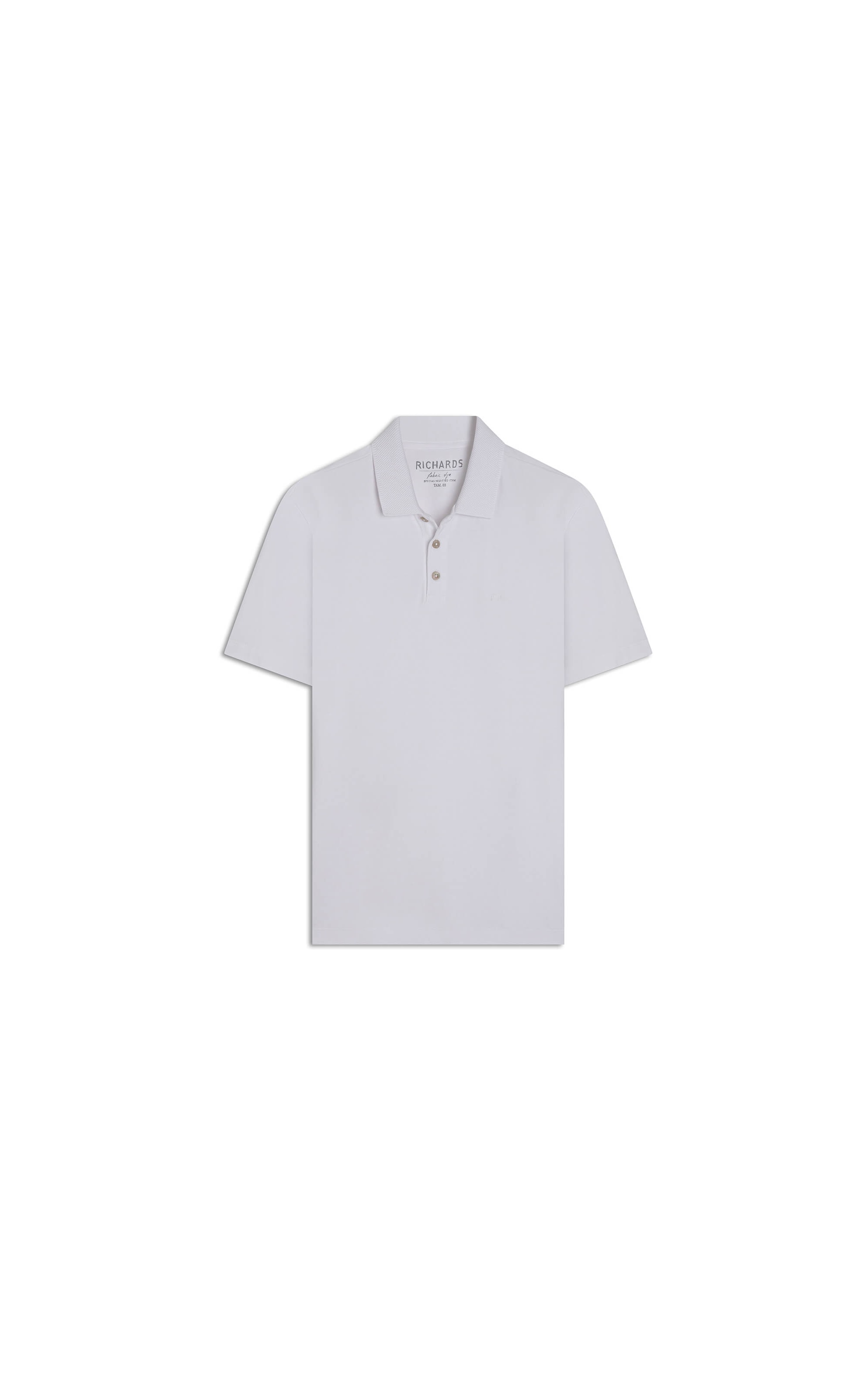 Polo Piquet Gola Jacquard Branco
