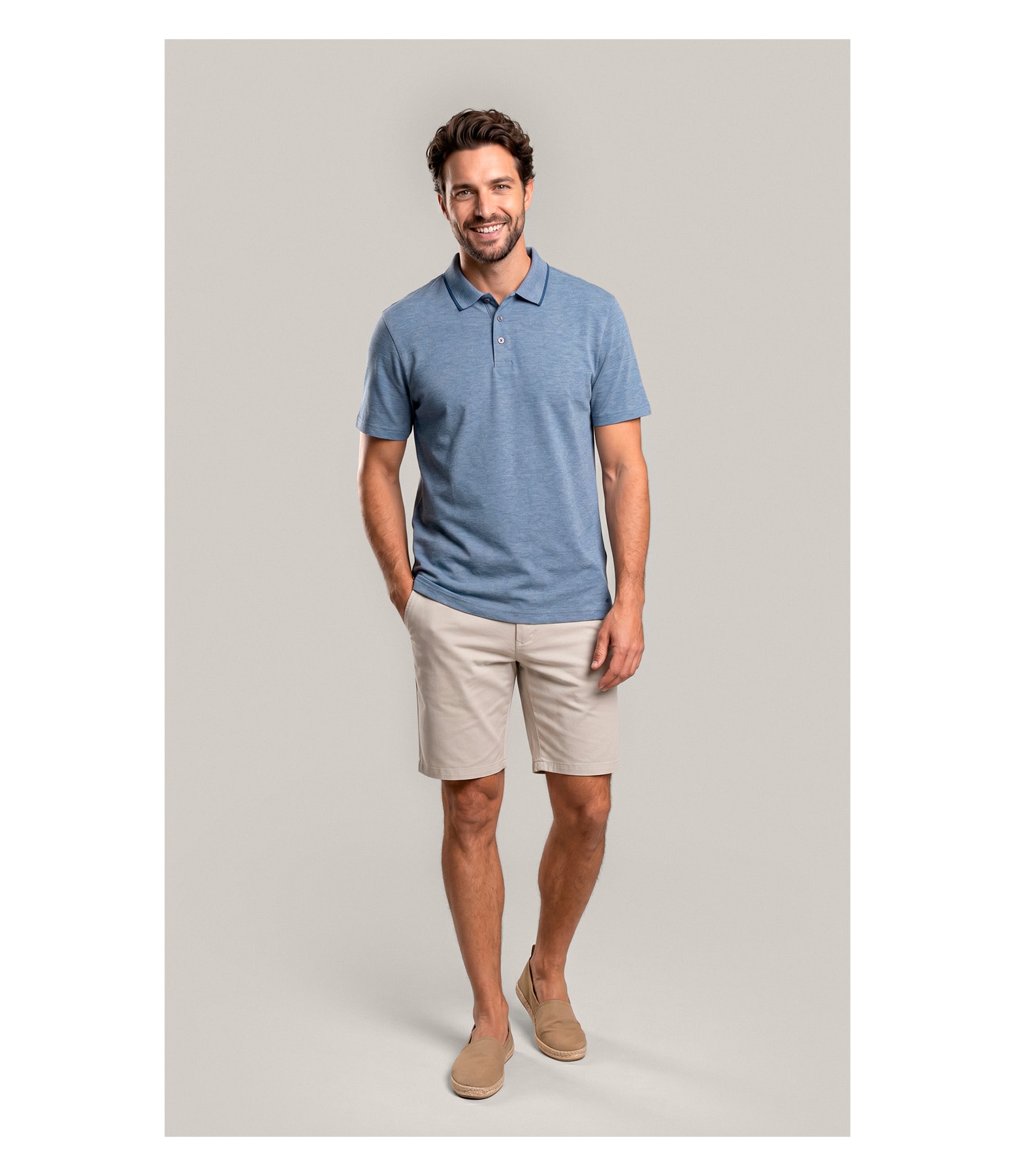 Polo Piquet Interlike Mc Azul Jeans