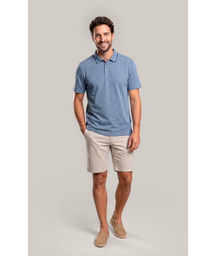 Polo Piquet Interlike Mc Azul Jeans
