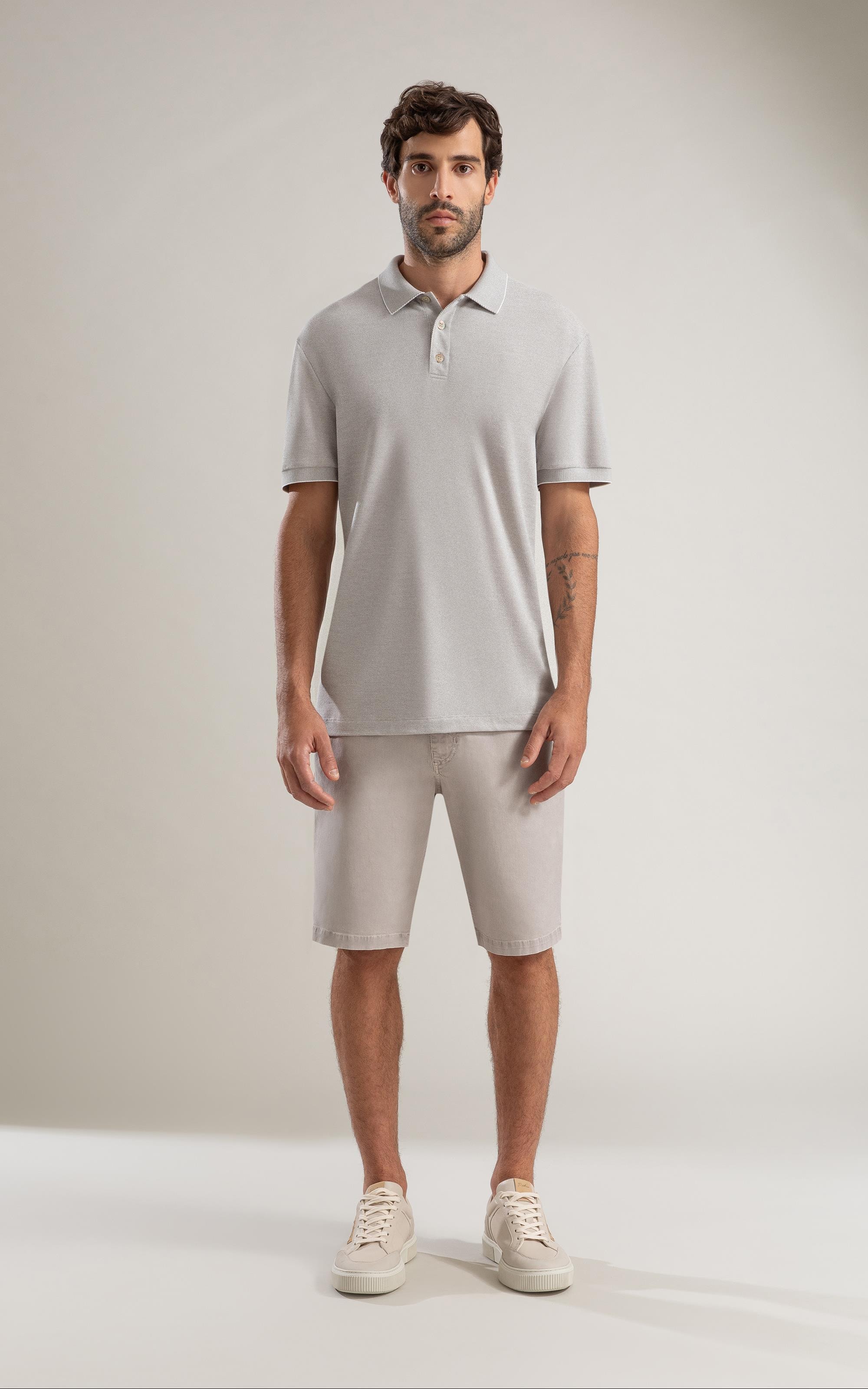 Polo Piquet Juno Mc Basic Fit Prata