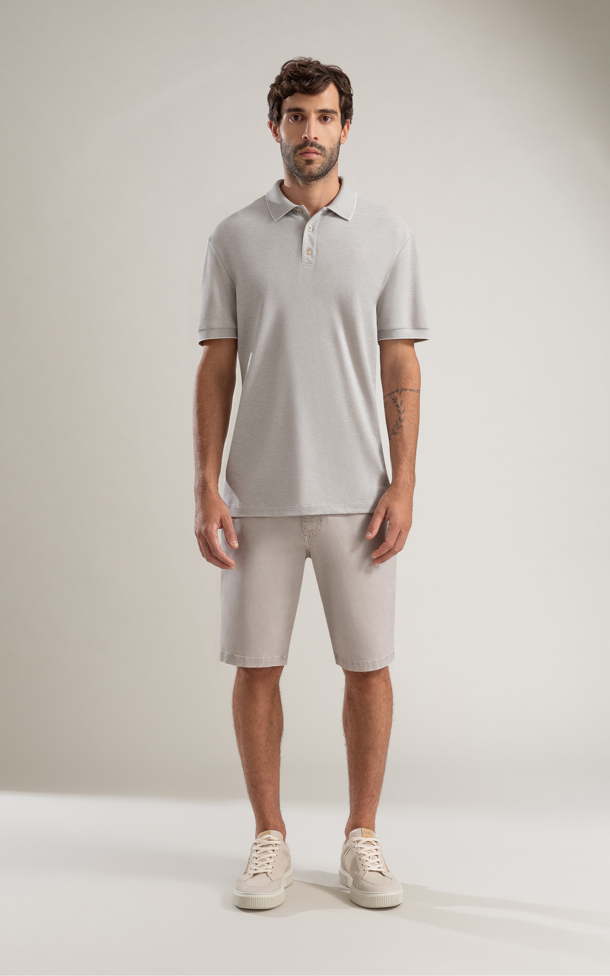 Polo Piquet Juno Mc Basic Fit Prata