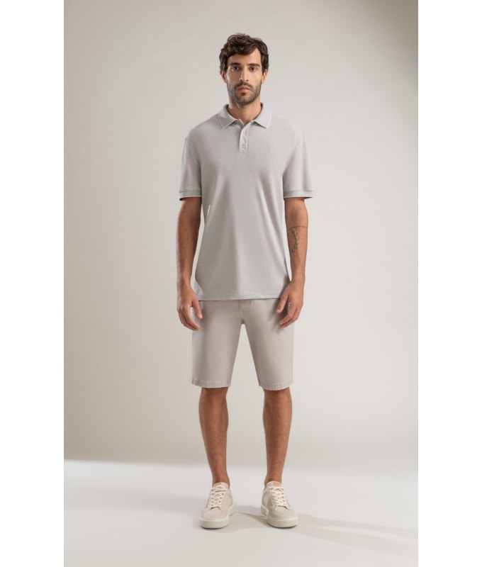Polo Piquet Juno Mc Basic Fit Prata
