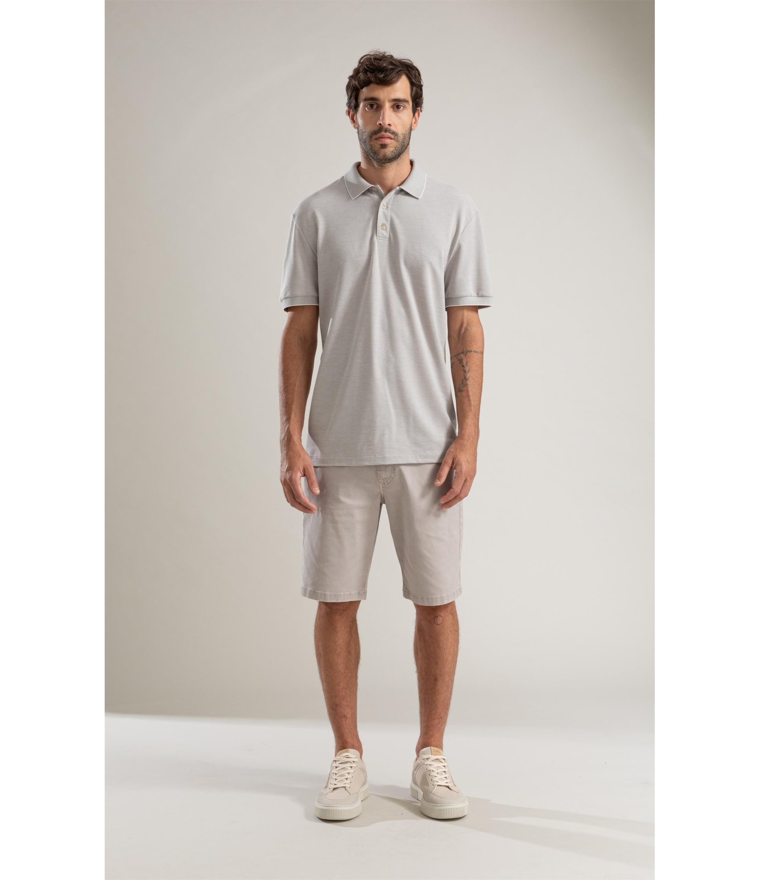 Polo Piquet Juno Mc Basic Fit Prata