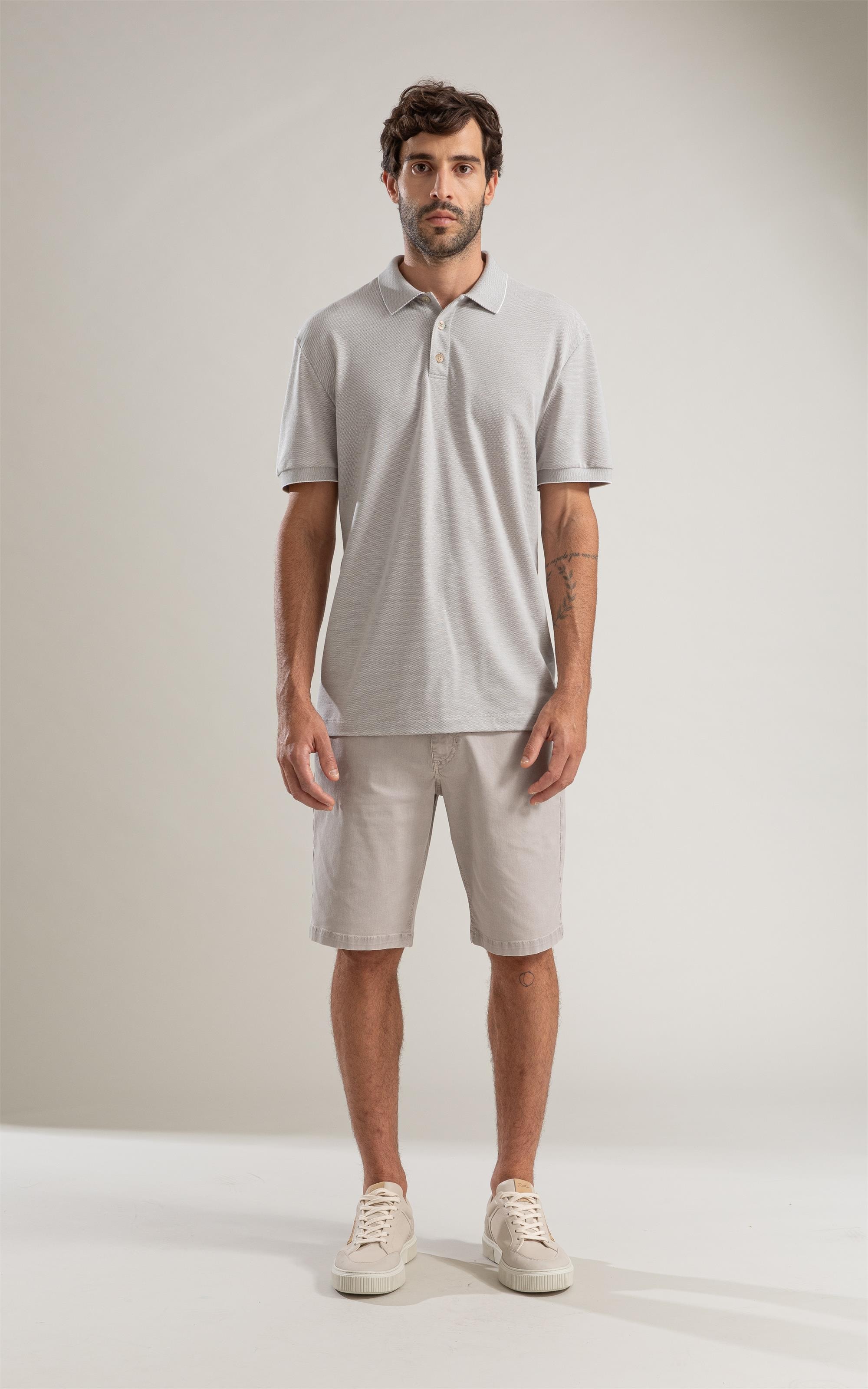 Polo Piquet Juno Mc Basic Fit Prata