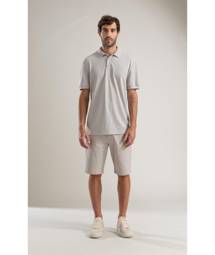 Polo Piquet Juno Mc Basic Fit Prata
