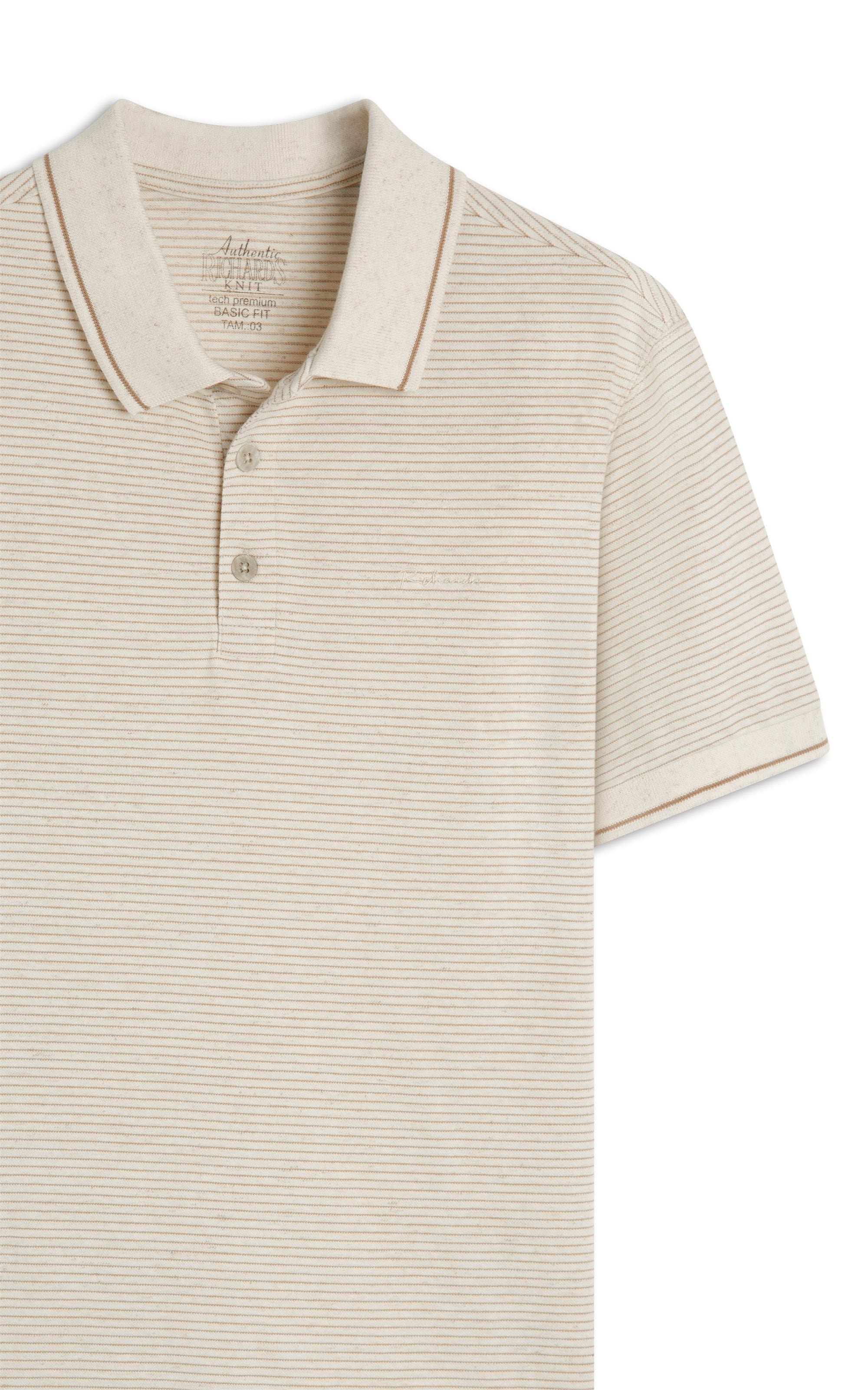 Polo Piquet Linen Listrado Bf Caqui