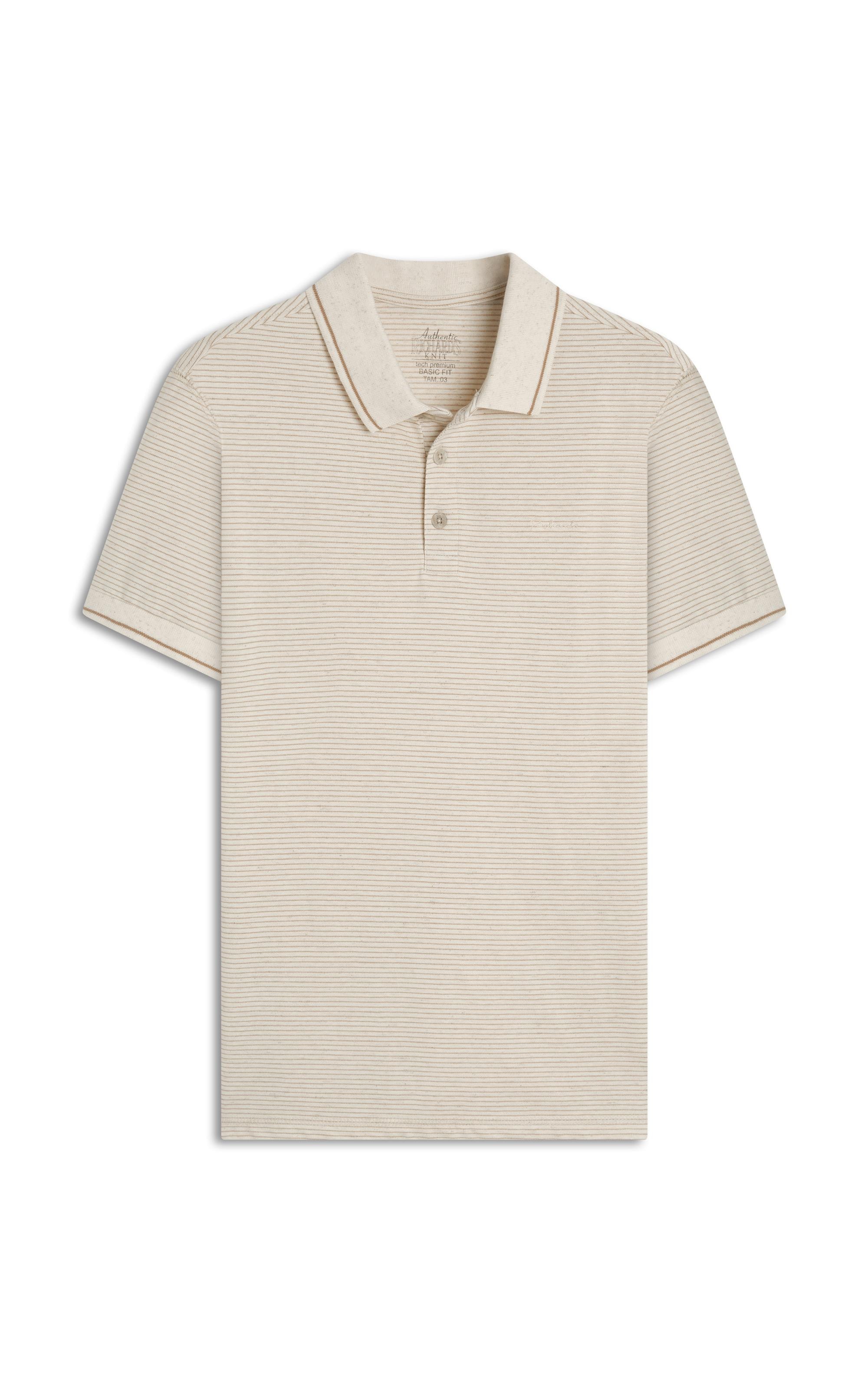 Polo Piquet Linen Listrado Bf Caqui