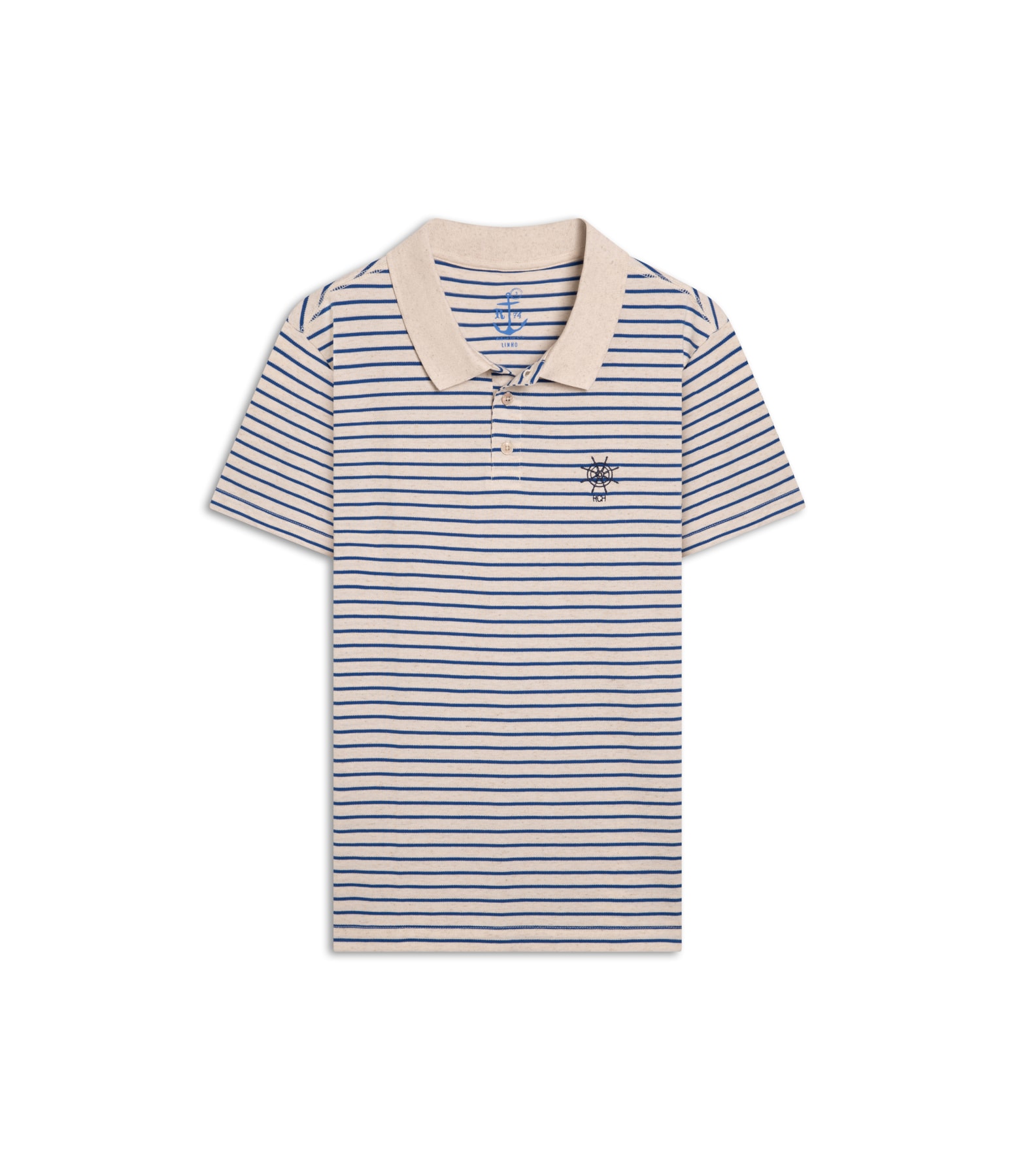 Polo Piquet Linho Blend Azul Jeans