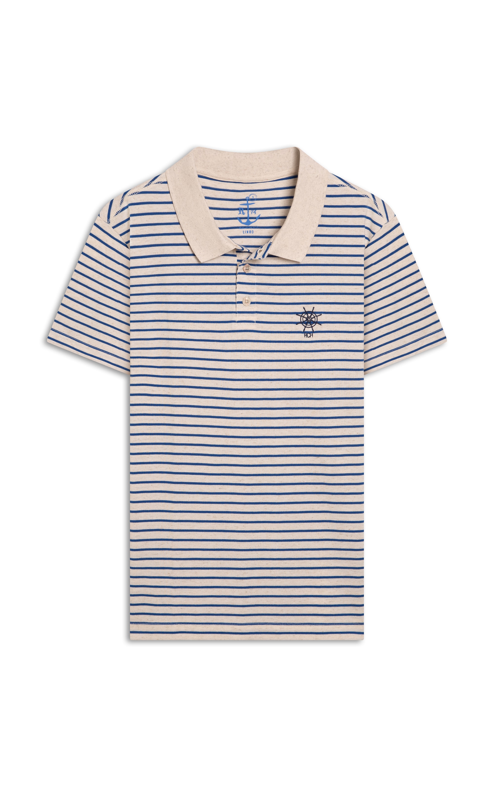 Polo Piquet Linho Blend Azul Jeans