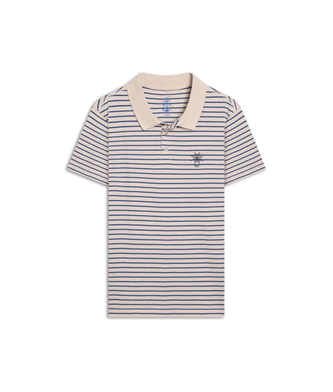Polo Piquet Linho Blend Azul Jeans