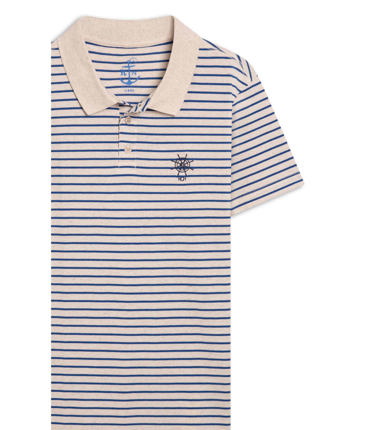 Polo Piquet Linho Blend Azul Jeans