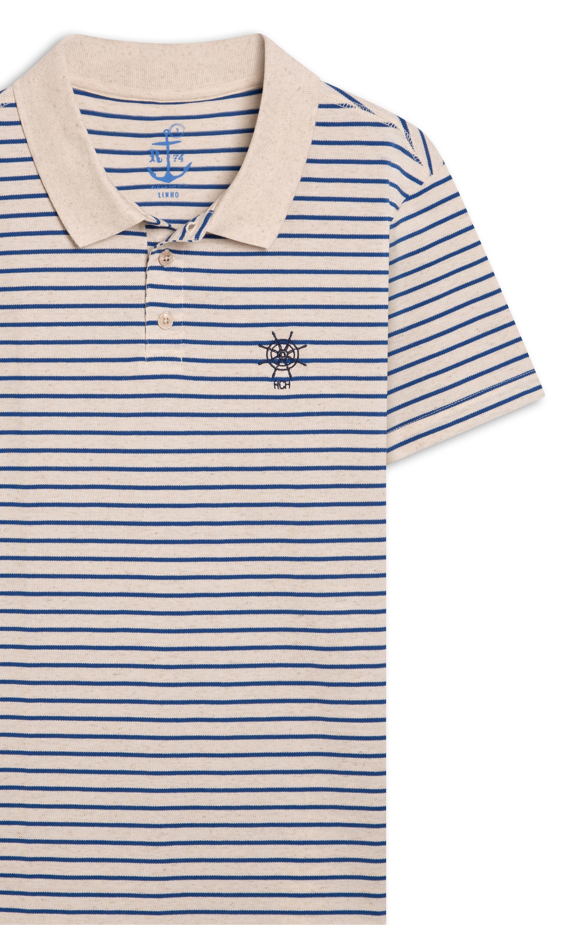 Polo Piquet Linho Blend Azul Jeans