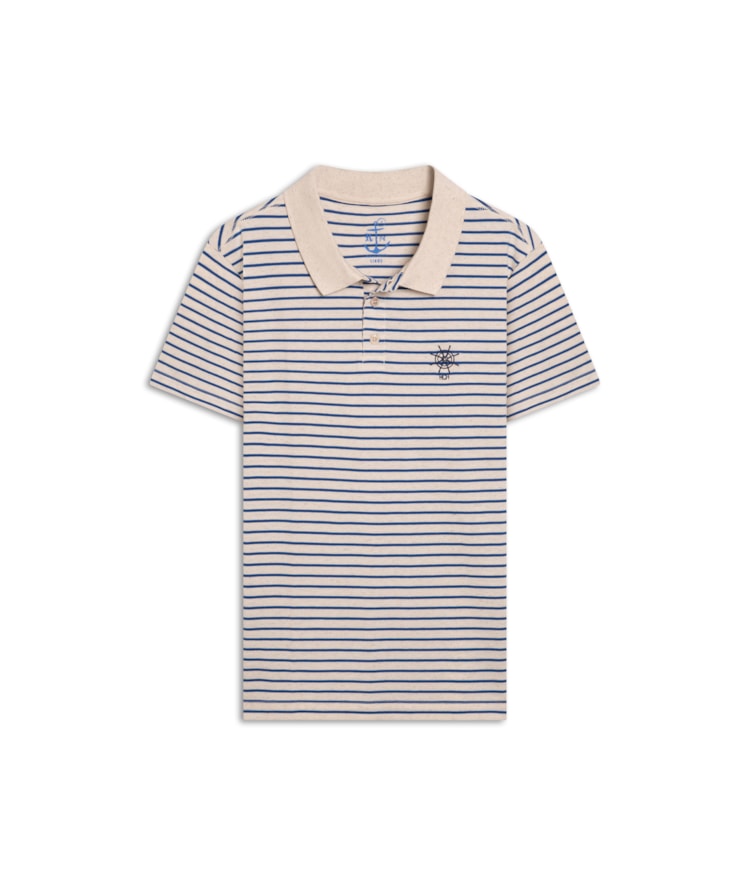 Polo Piquet Linho Blend Azul Jeans