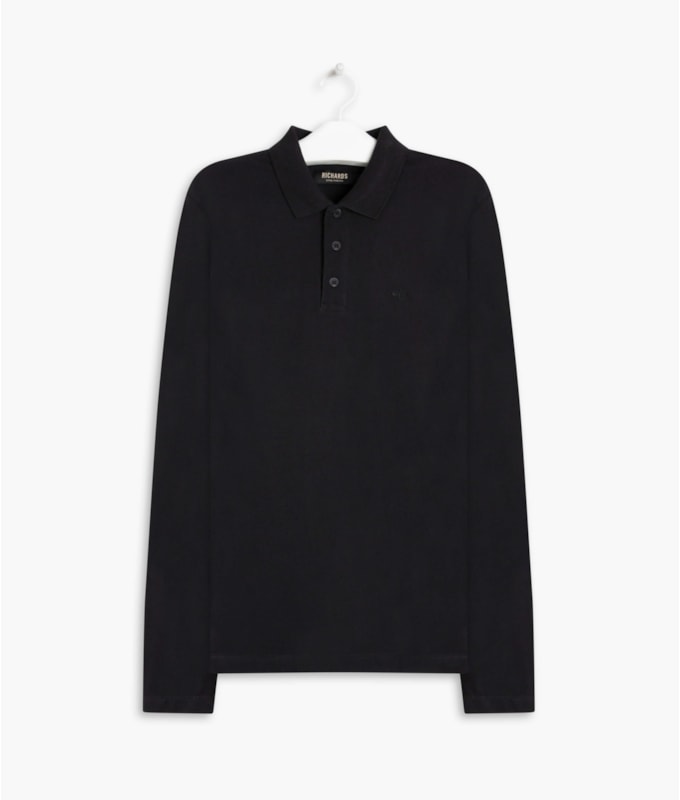 Polo Piquet Lisa Ml Preto