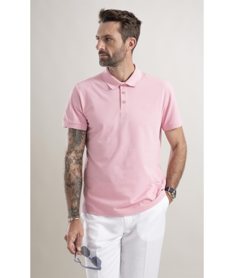 Polo Piquet Lisa Rosa Gum