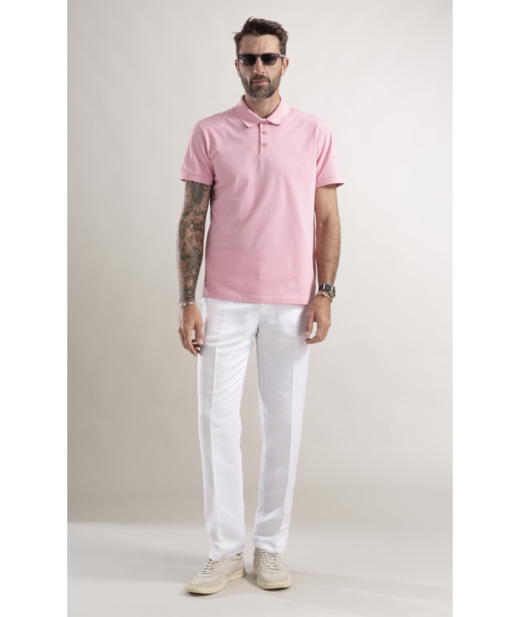 Polo Piquet Lisa Rosa Gum