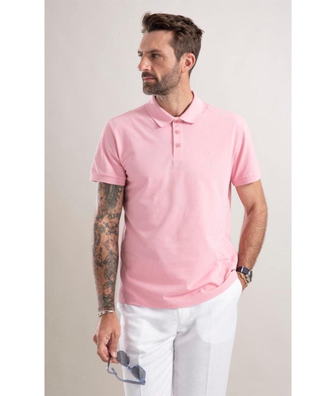 Polo Piquet Lisa Rosa Gum