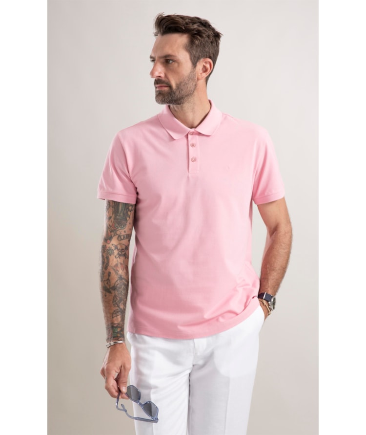 Polo Piquet Lisa Rosa Gum