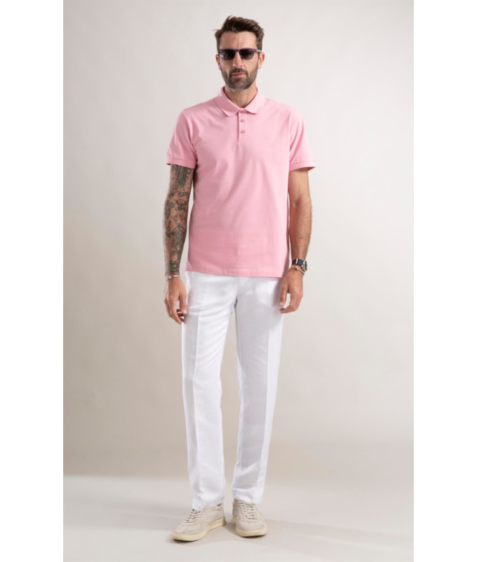 Polo Piquet Lisa Rosa Gum
