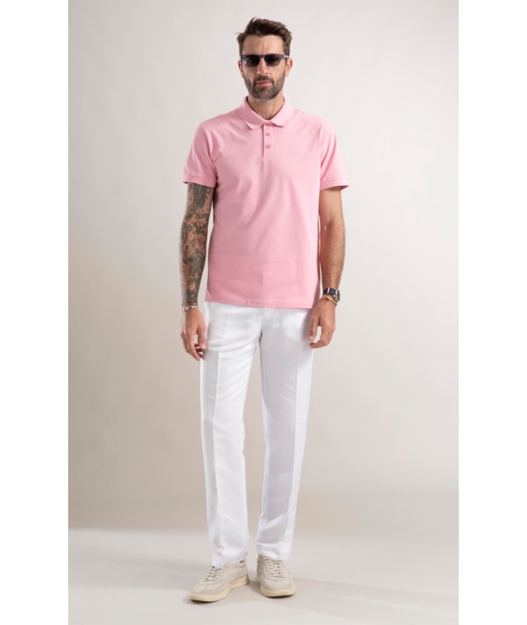 Polo Piquet Lisa Rosa Gum