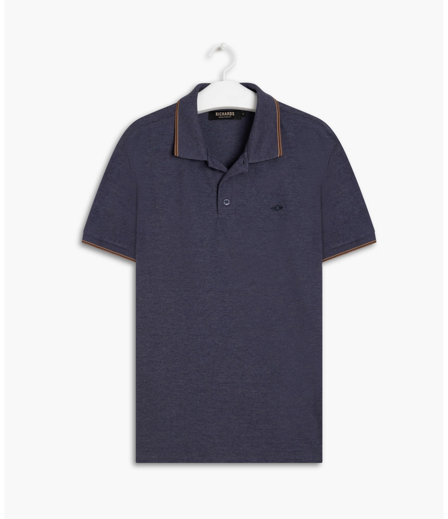 Polo Piquet Mescla Básica Com Azul Mescla