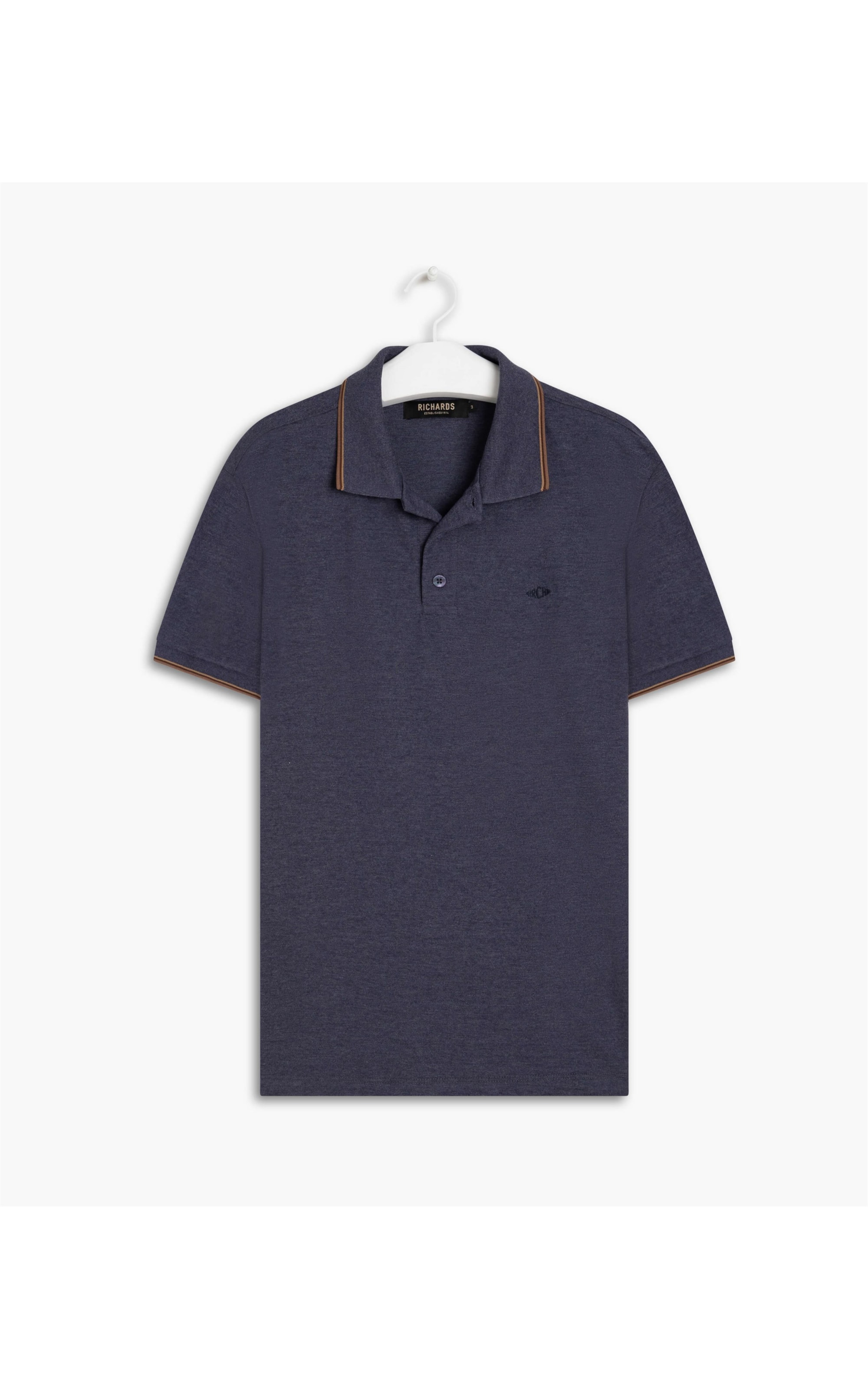 Polo Piquet Mescla Básica Com Azul Mescla