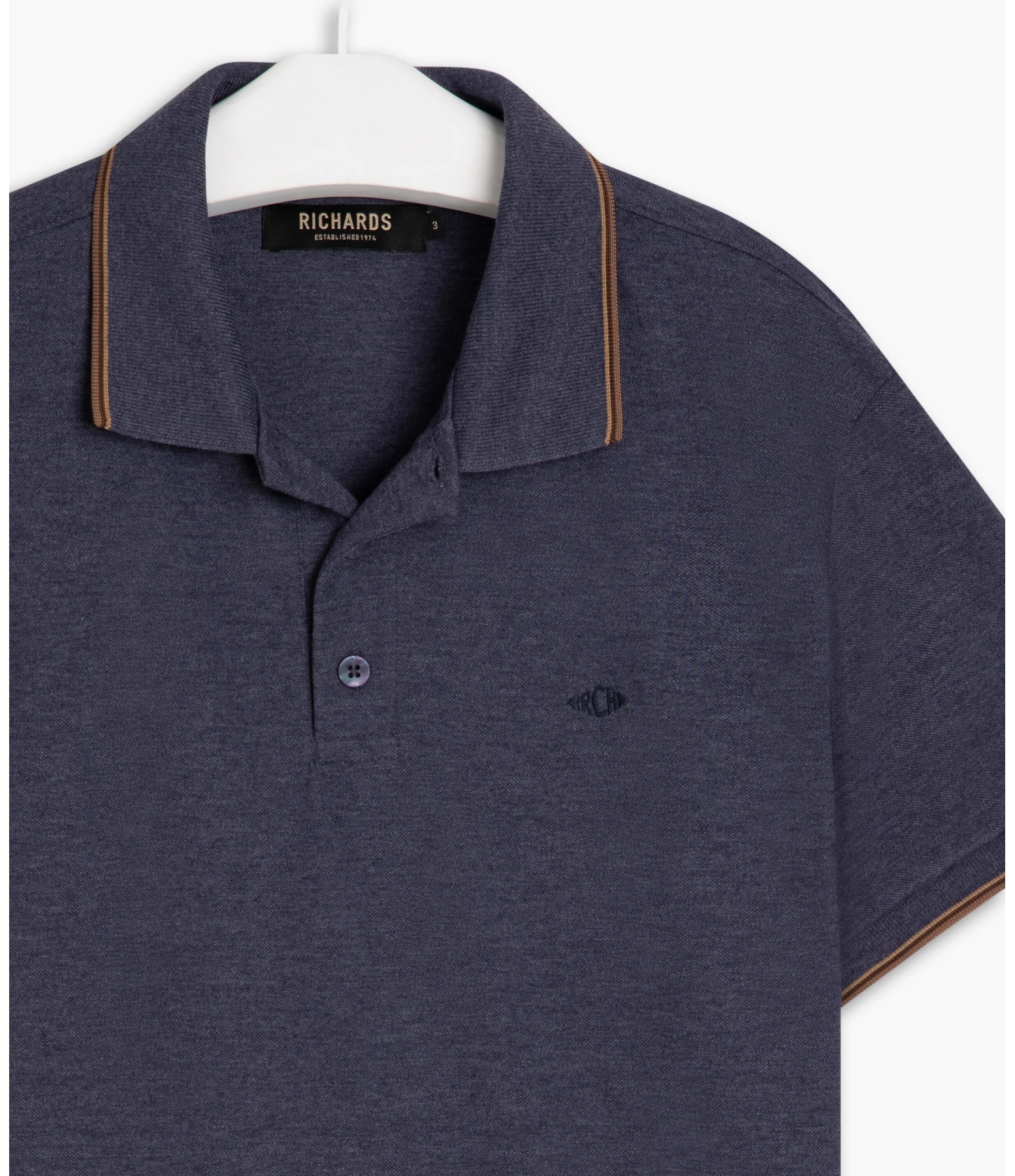Polo Piquet Mescla Básica Com Azul Mescla