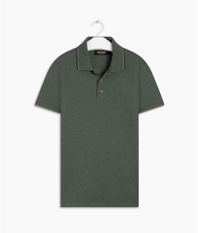 Polo Piquet Mescla Básica Com Verde Militar Mescla