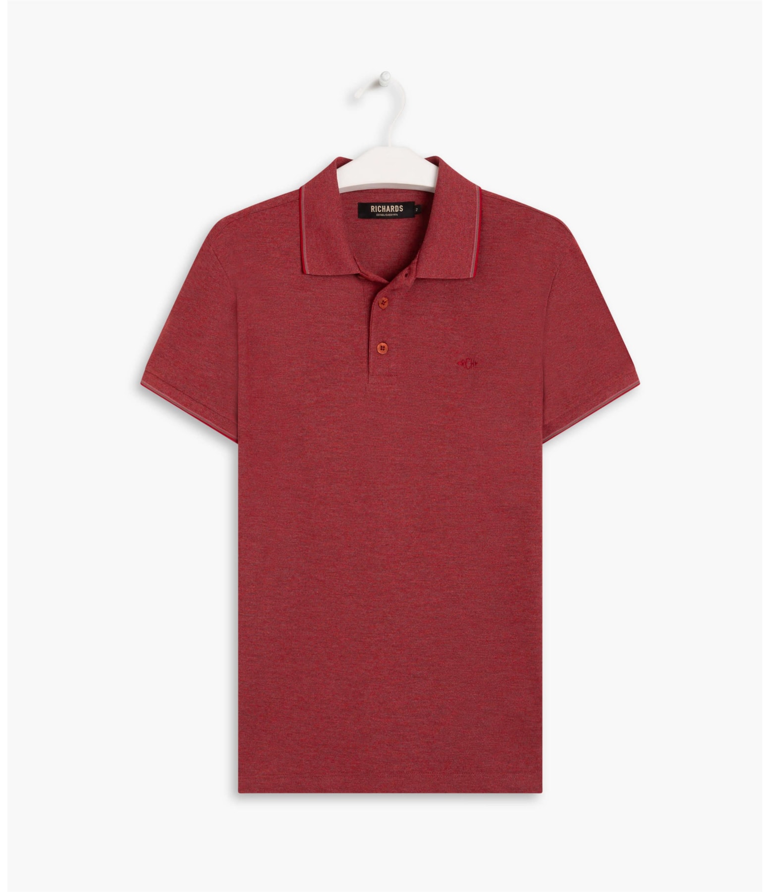 Polo Piquet Mescla Básica Com Vermelho