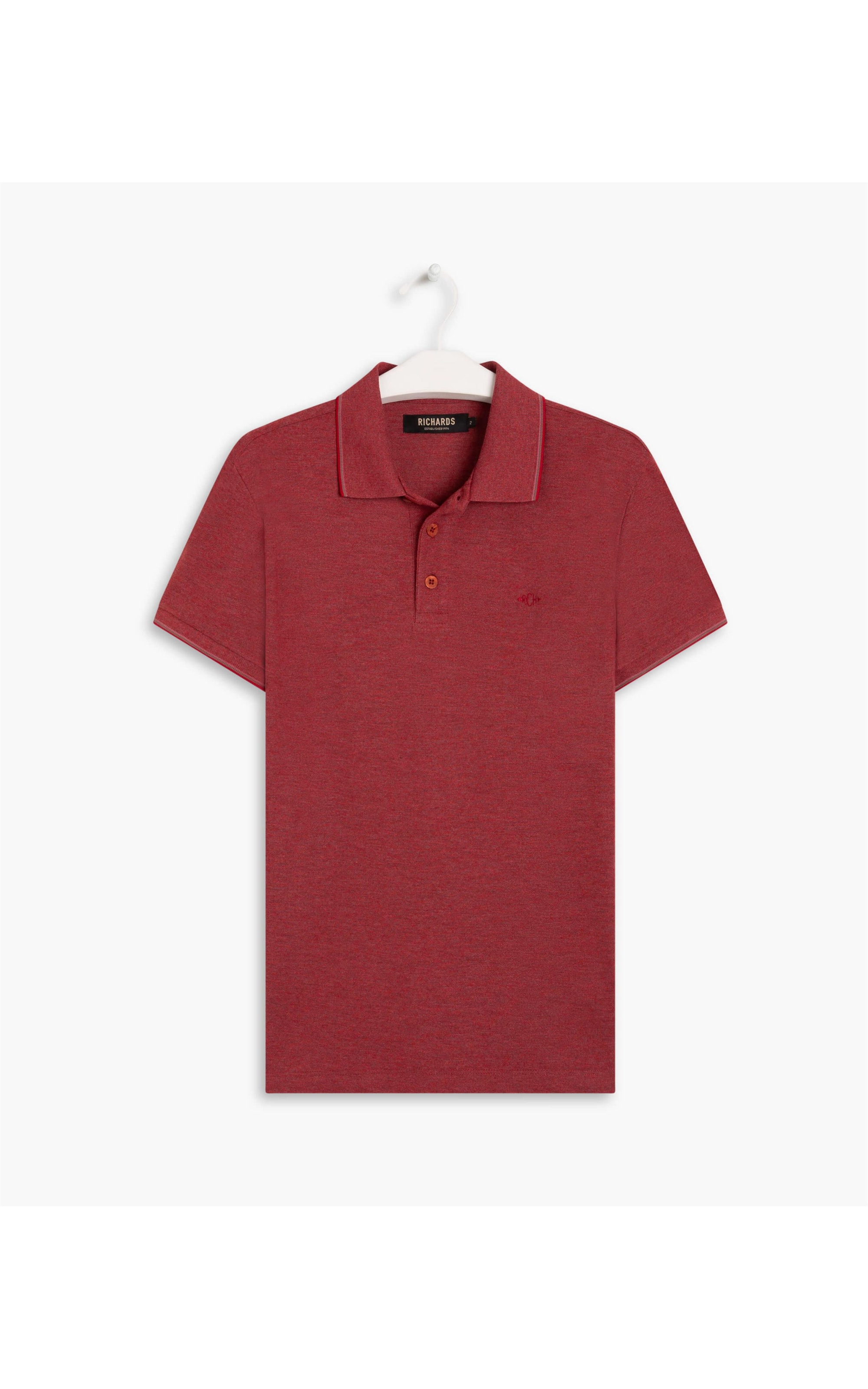 Polo Piquet Mescla Básica Com Vermelho
