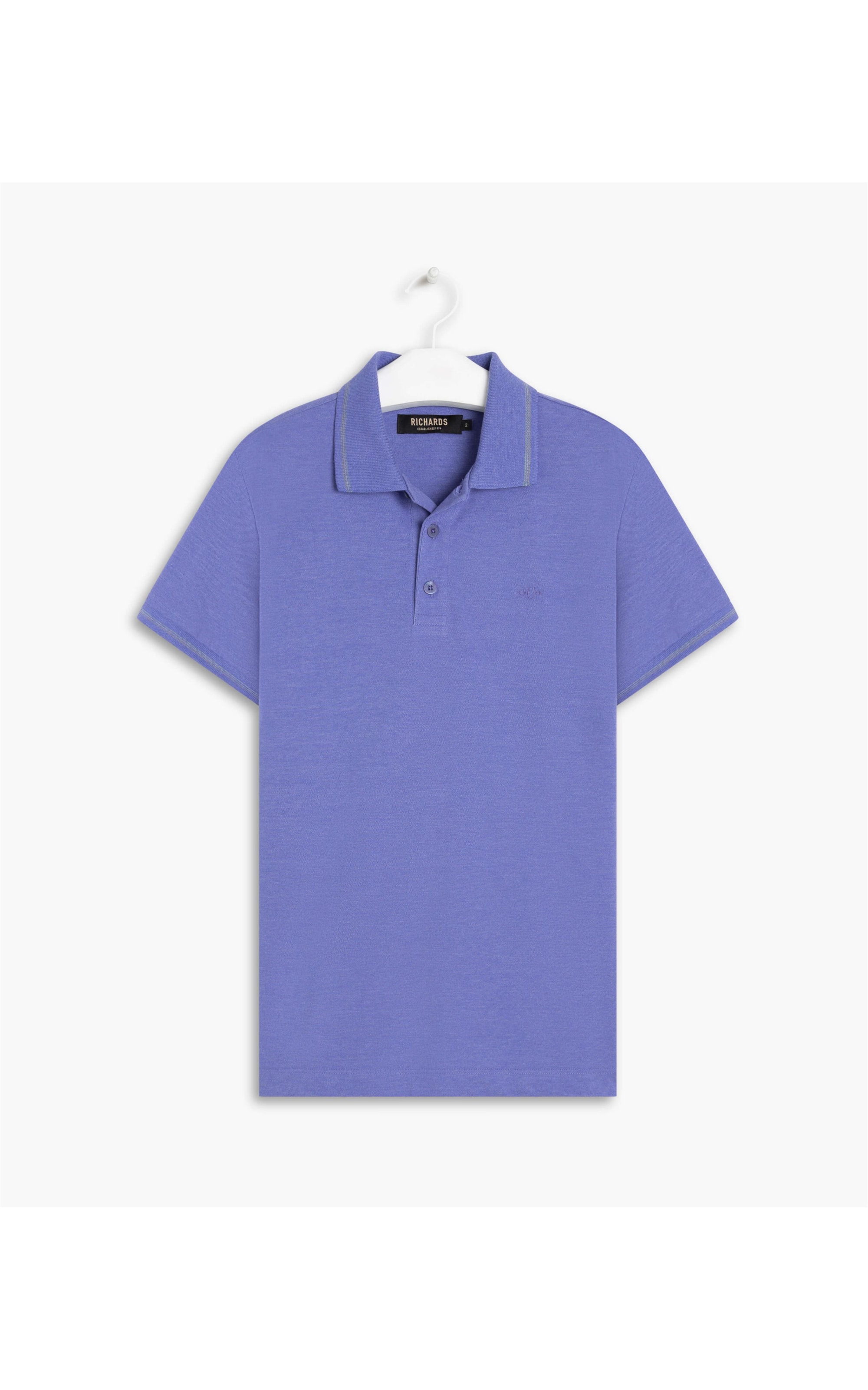 Polo Piquet Mescla Com Friso Mc Azul Mescla