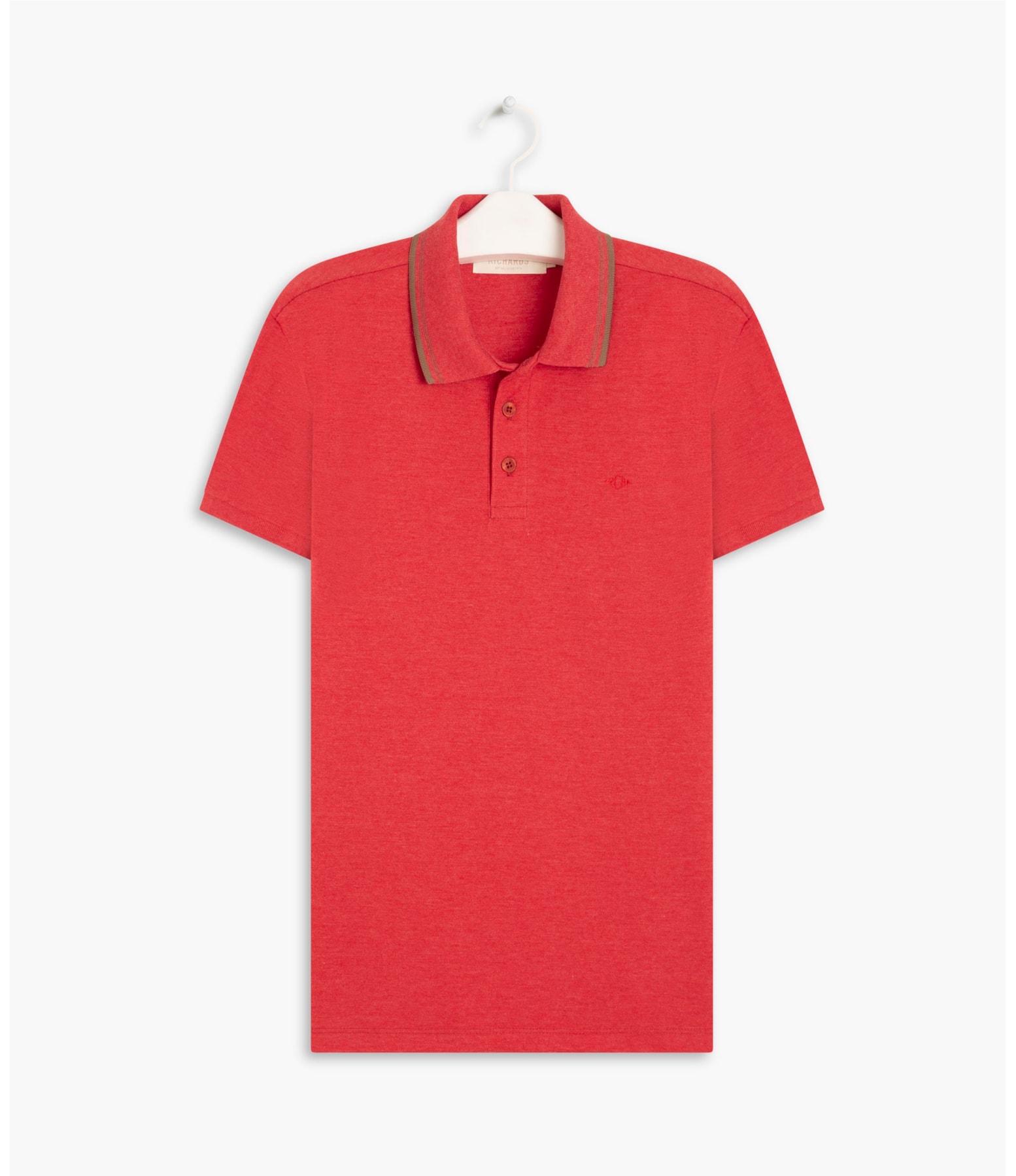 Polo Piquet Mescla Com Vermelho Mescla