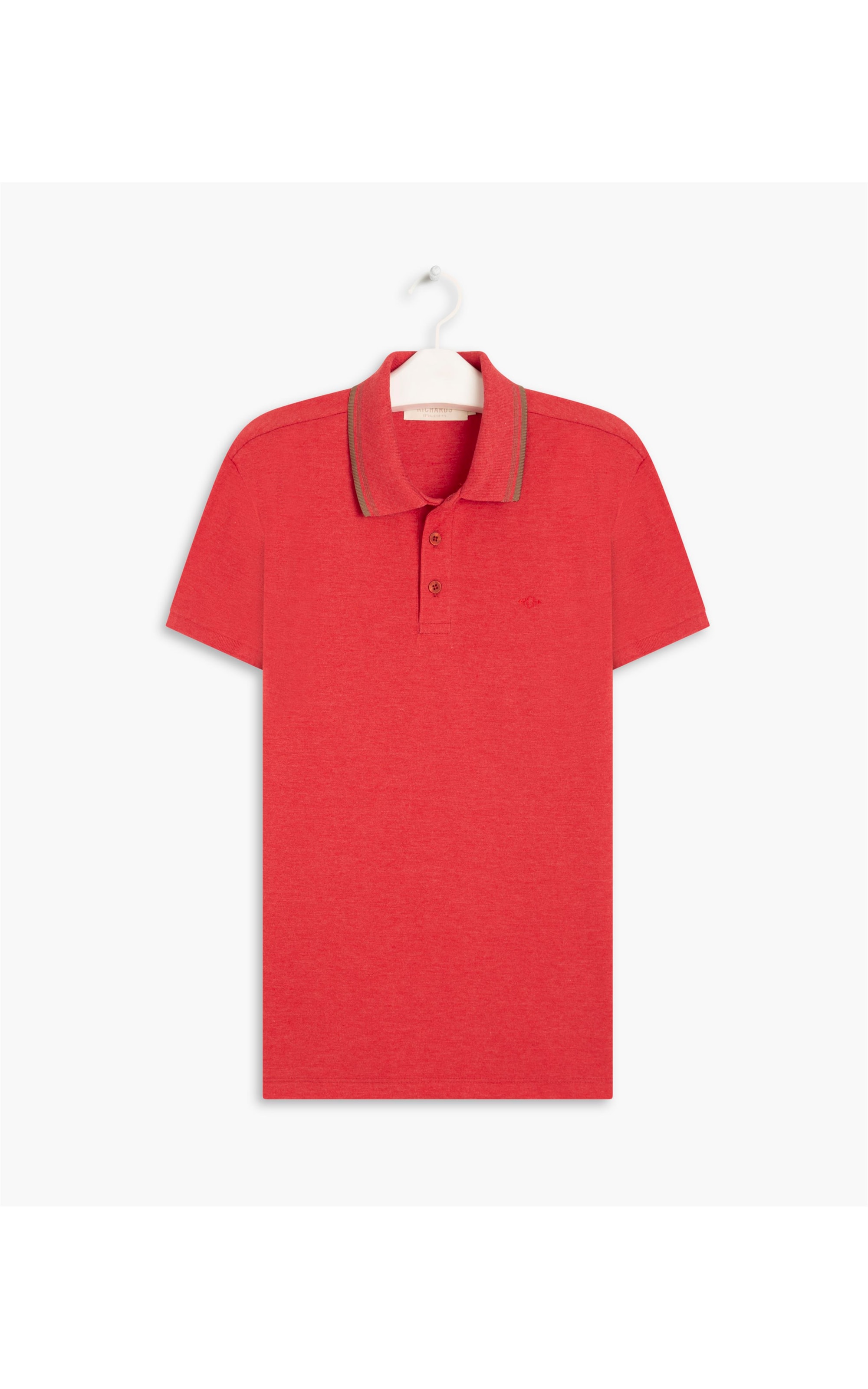 Polo Piquet Mescla Com Vermelho Mescla