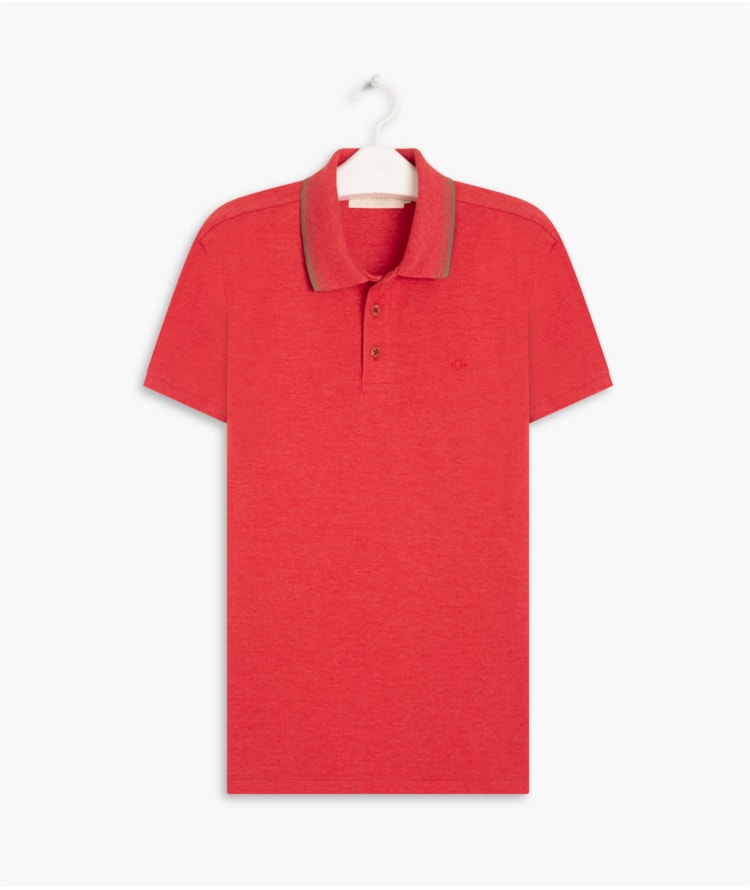 Polo Piquet Mescla Com Vermelho Mescla