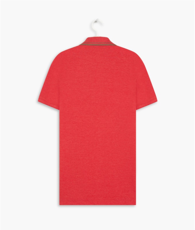 Polo Piquet Mescla Com Vermelho Mescla