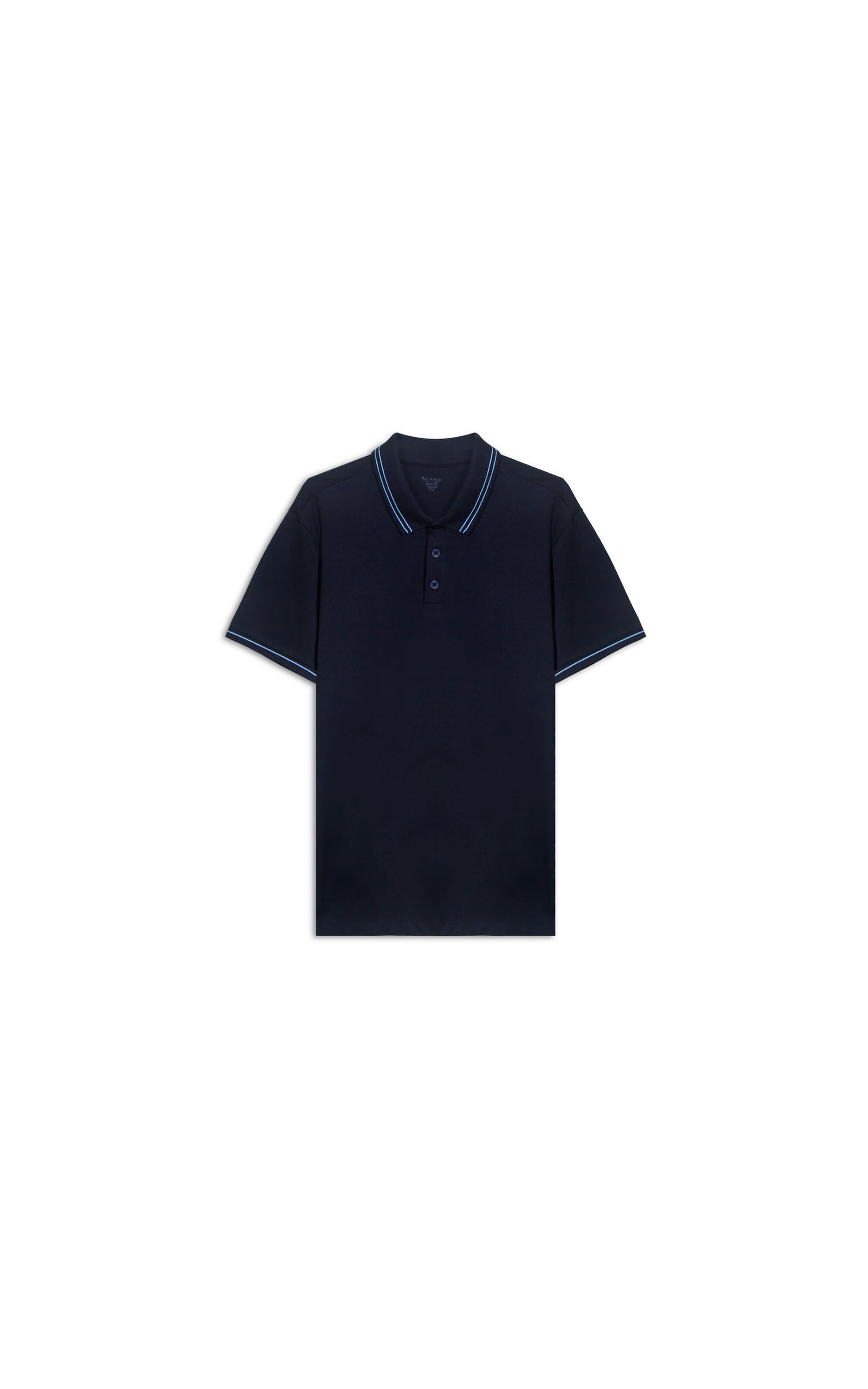 Polo Piquet Mescla Friso Duplo Basic Fit Marinho Mescla