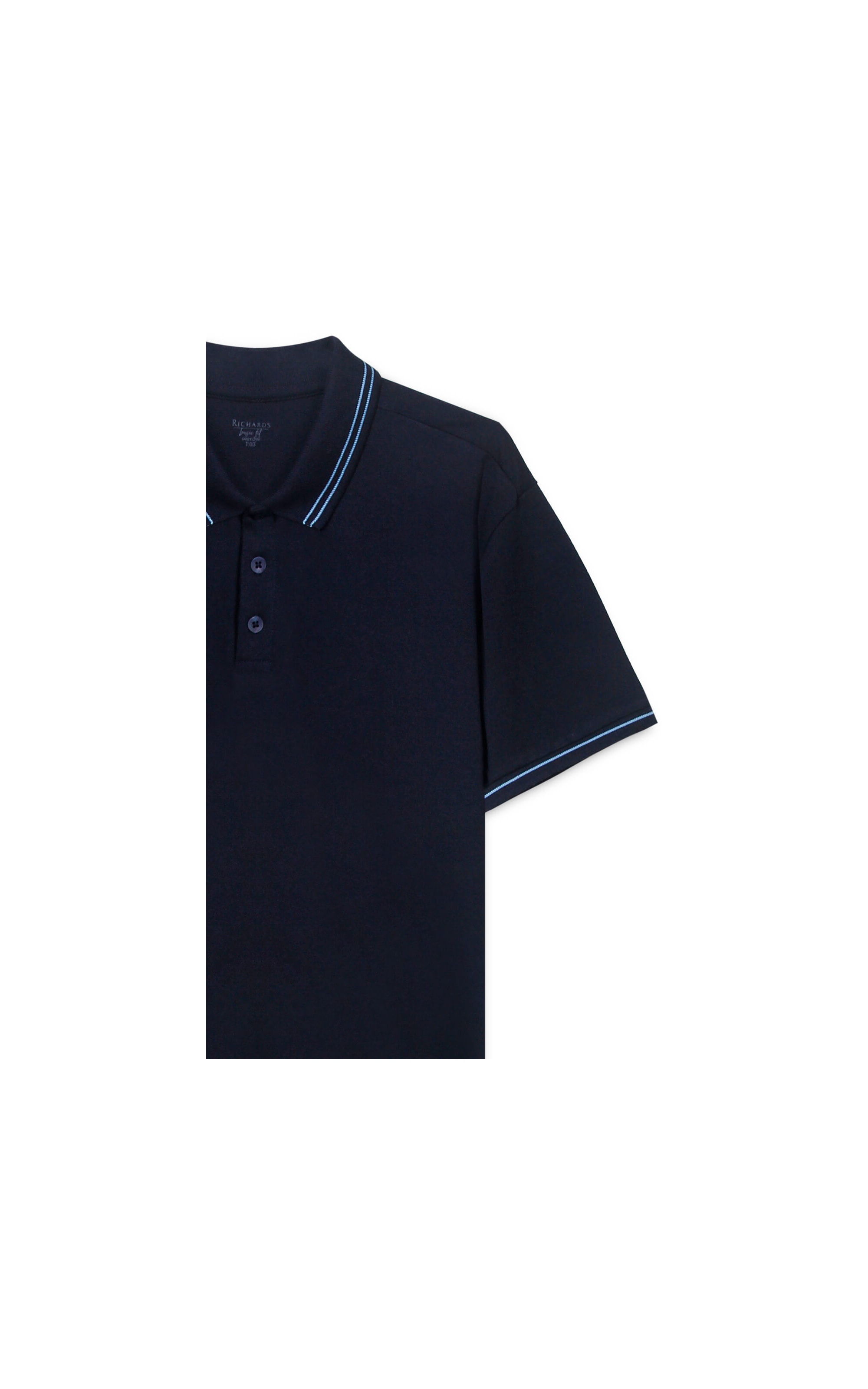 Polo Piquet Mescla Friso Duplo Basic Fit Marinho Mescla
