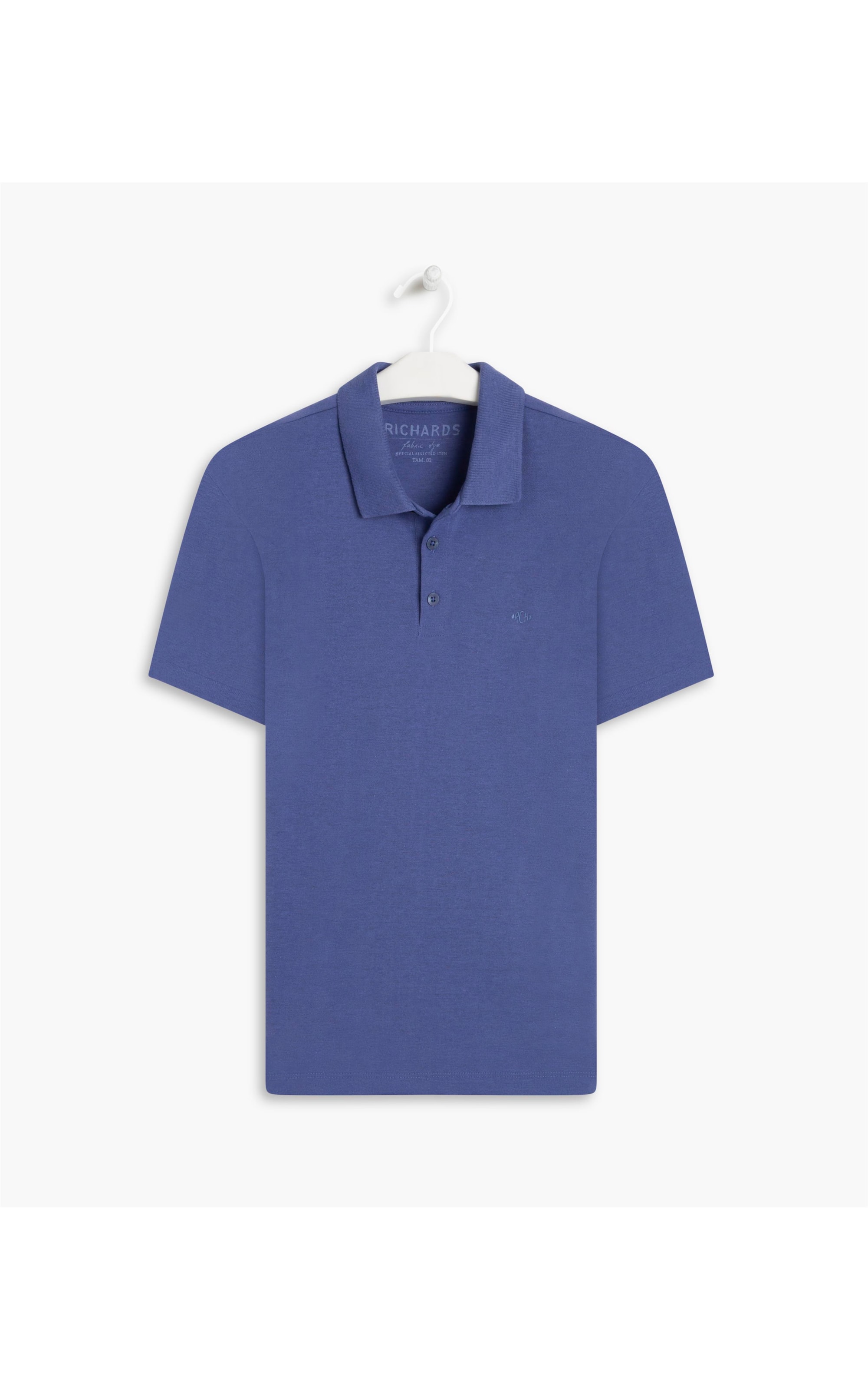 Polo Piquet Mescla Lisa Mc Azul Jeans Mescla