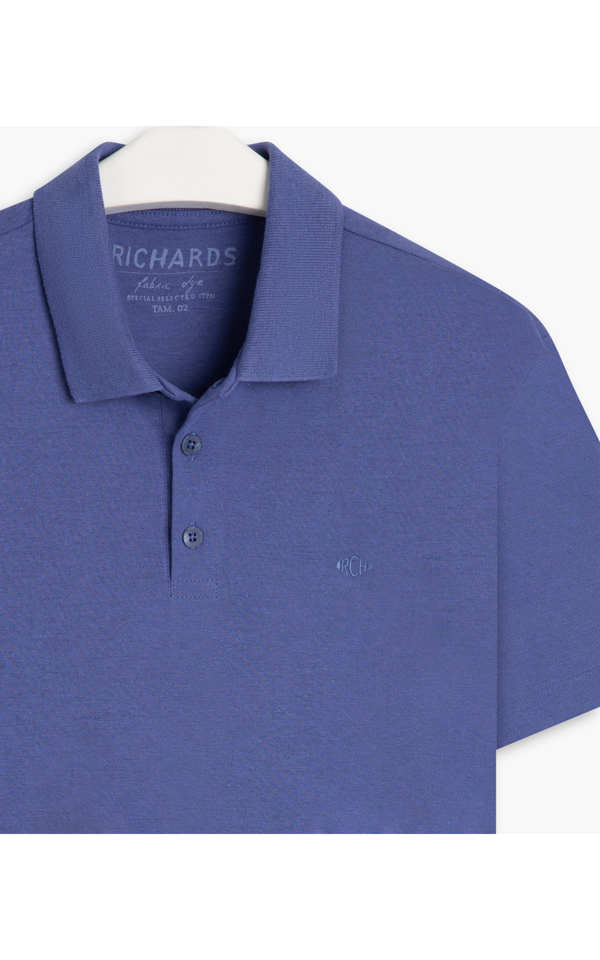Polo Piquet Mescla Lisa Mc Azul Jeans Mescla