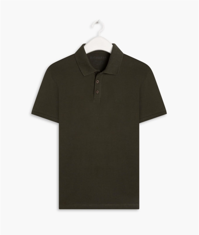 Polo Piquet Mescla Lisa Mc Verde Militar Mescla