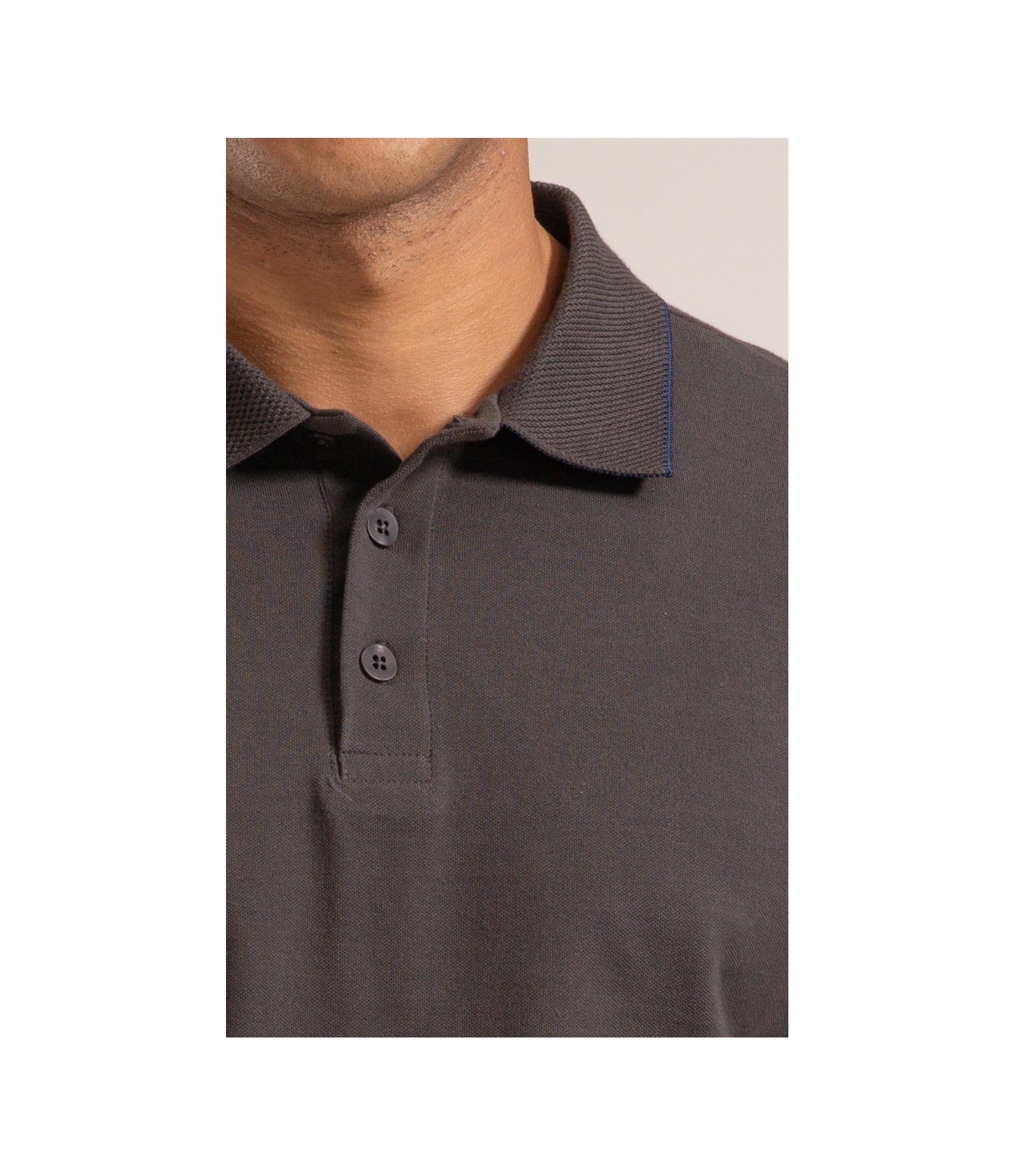 Polo Piquet Od Friso Jacquard Chumbo Mescla