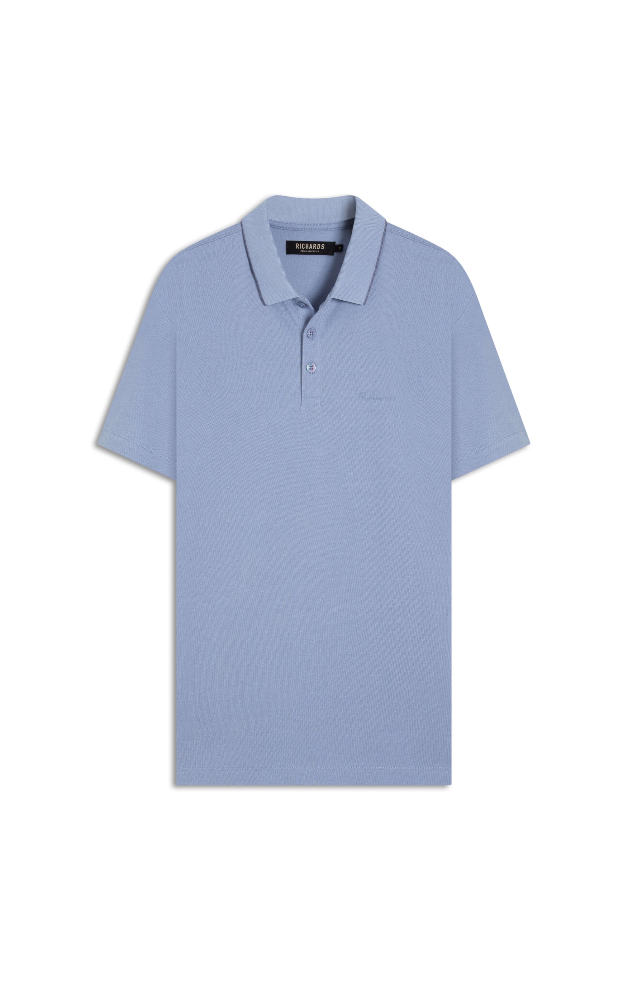 Polo Piquet Pima Com Friso Azul Pervante